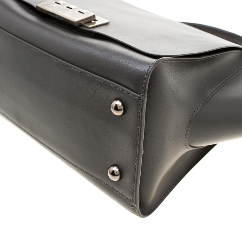 Zac Posen Grey Leather Eartha Iconic Core Top Handle Bag 4