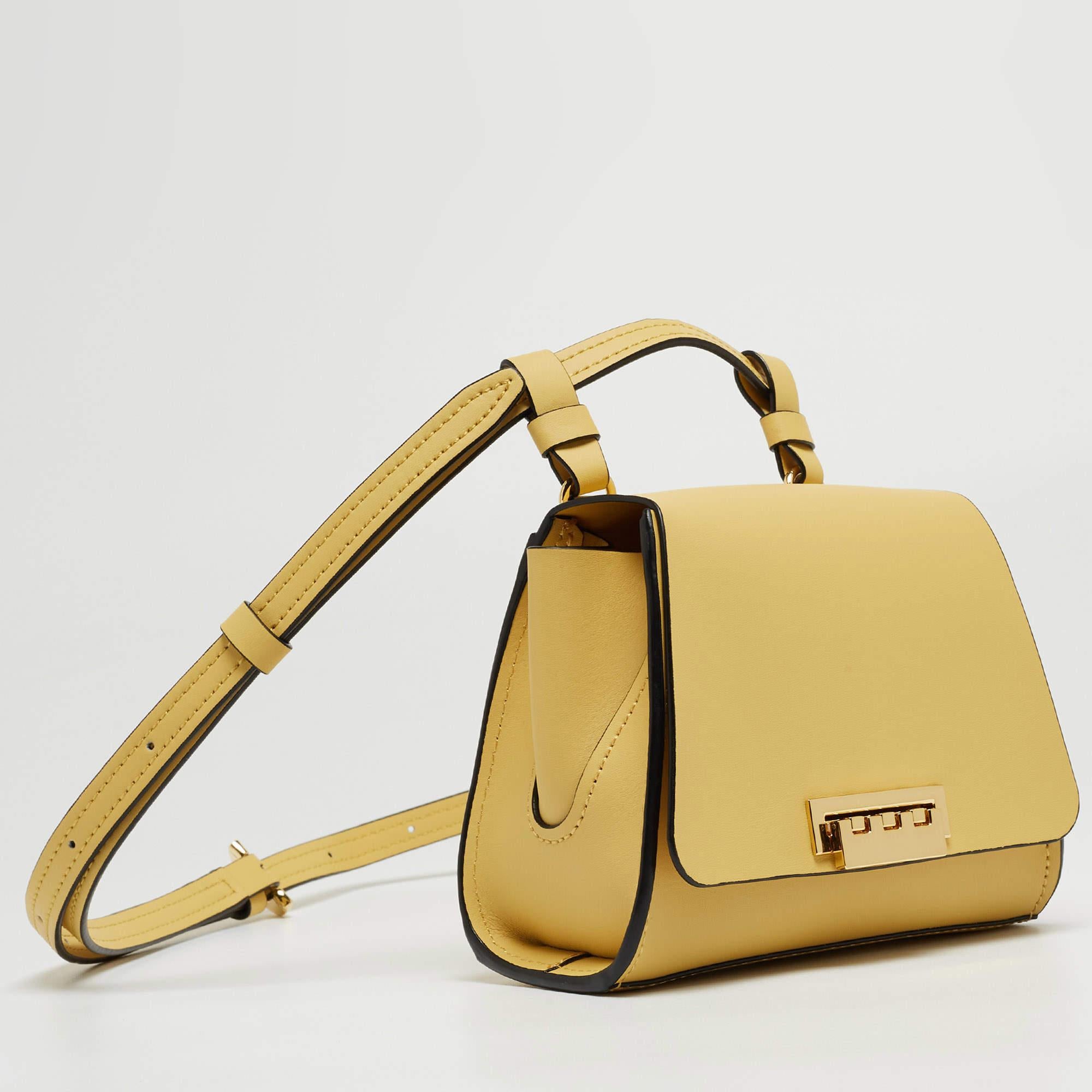 Zac Posen Light Yellow Leather Mini Eartha Belt Bag In Excellent Condition For Sale In Dubai, Al Qouz 2