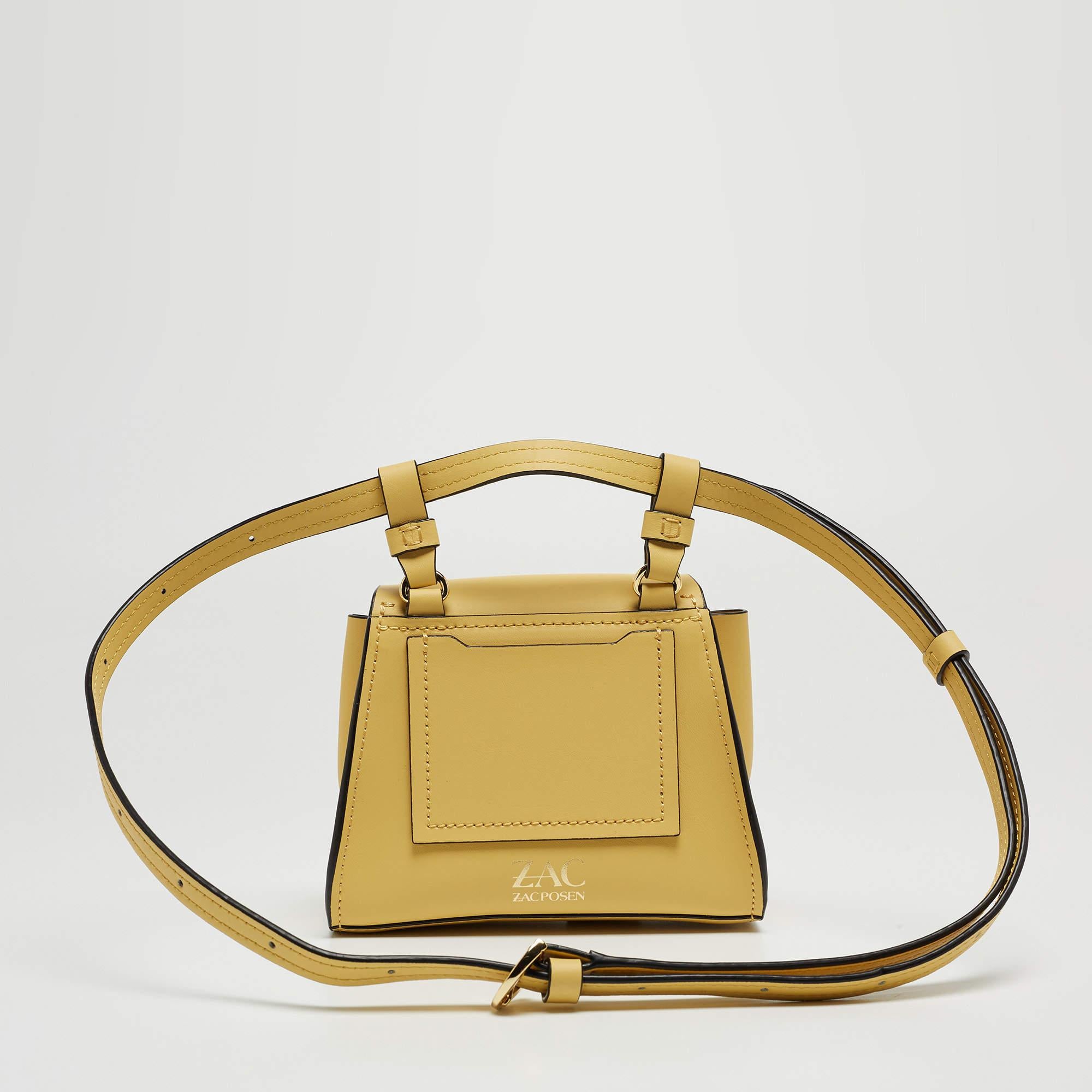Women's Zac Posen Light Yellow Leather Mini Eartha Belt Bag For Sale