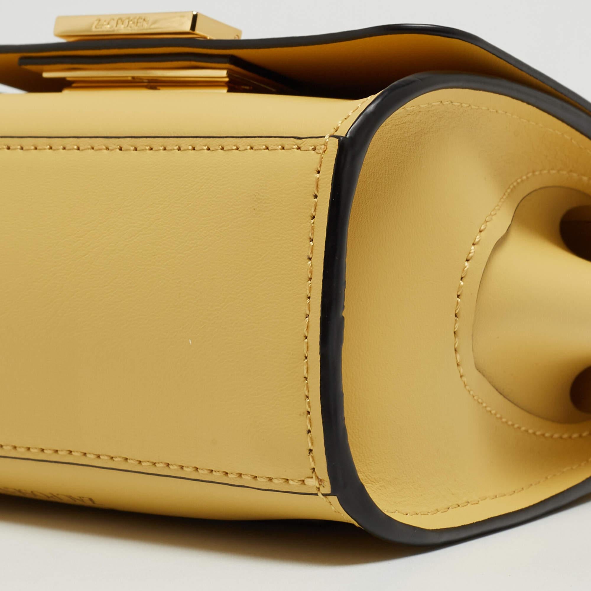 Zac Posen Light Yellow Leather Mini Eartha Belt Bag For Sale 4