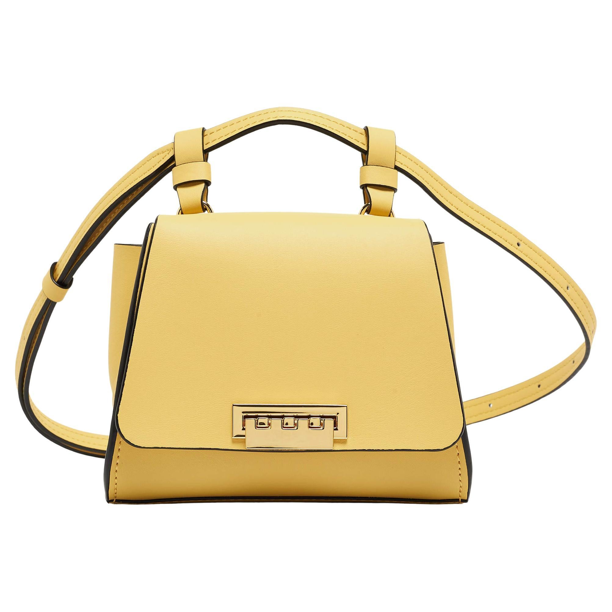 Zac Posen Light Yellow Leather Mini Eartha Belt Bag For Sale