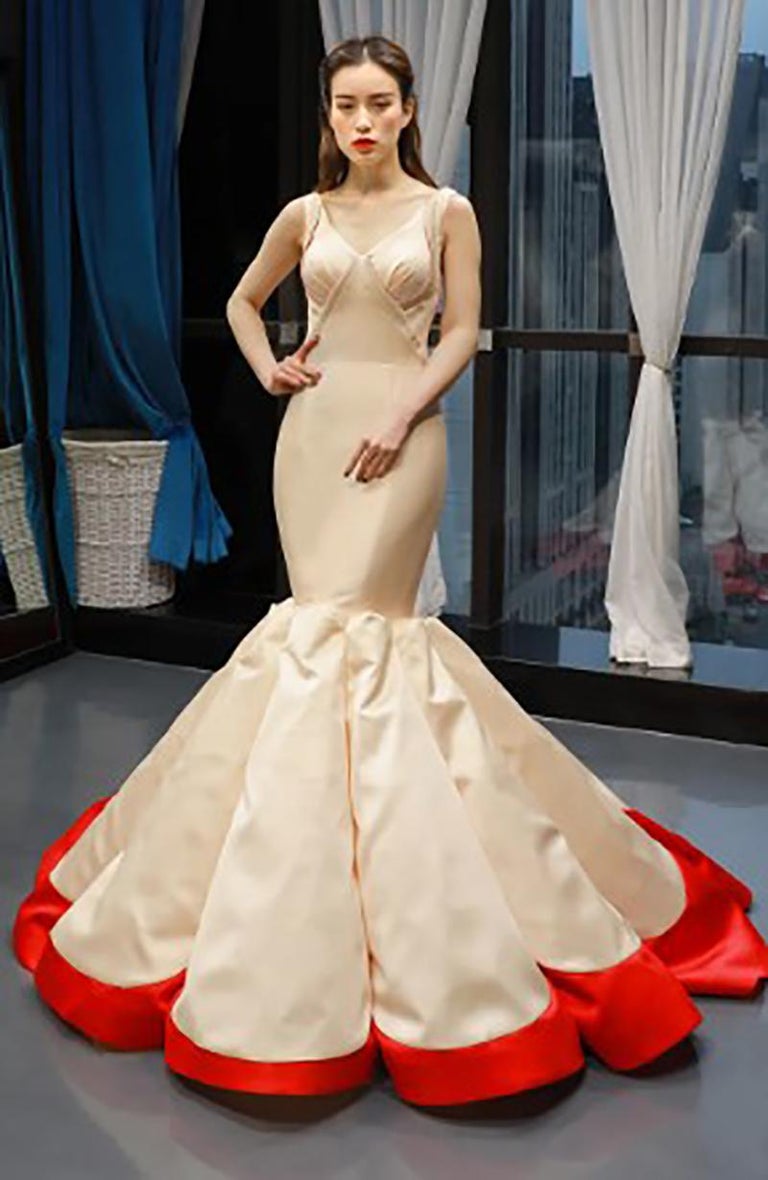 ZAC POSEN NUDE MERMAID GOWN DRESS Sz S