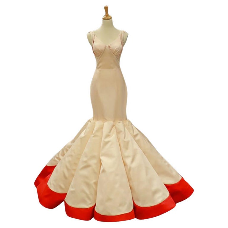 ZAC POSEN NUDE MERMAID GOWN DRESS Sz S at 1stDibs