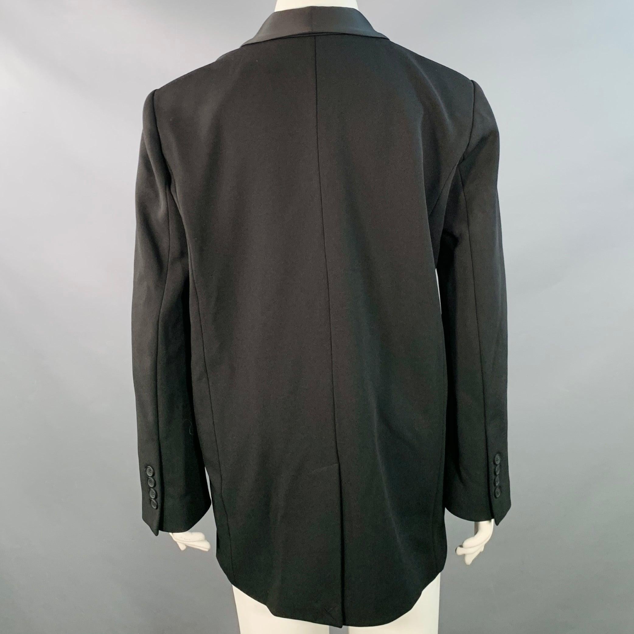 Zac Posen Taglia 12 Giacca Blazer con colletto a scialle in misto poliestere nero con un solo bottone In condizioni ottime in vendita a San Francisco, CA
