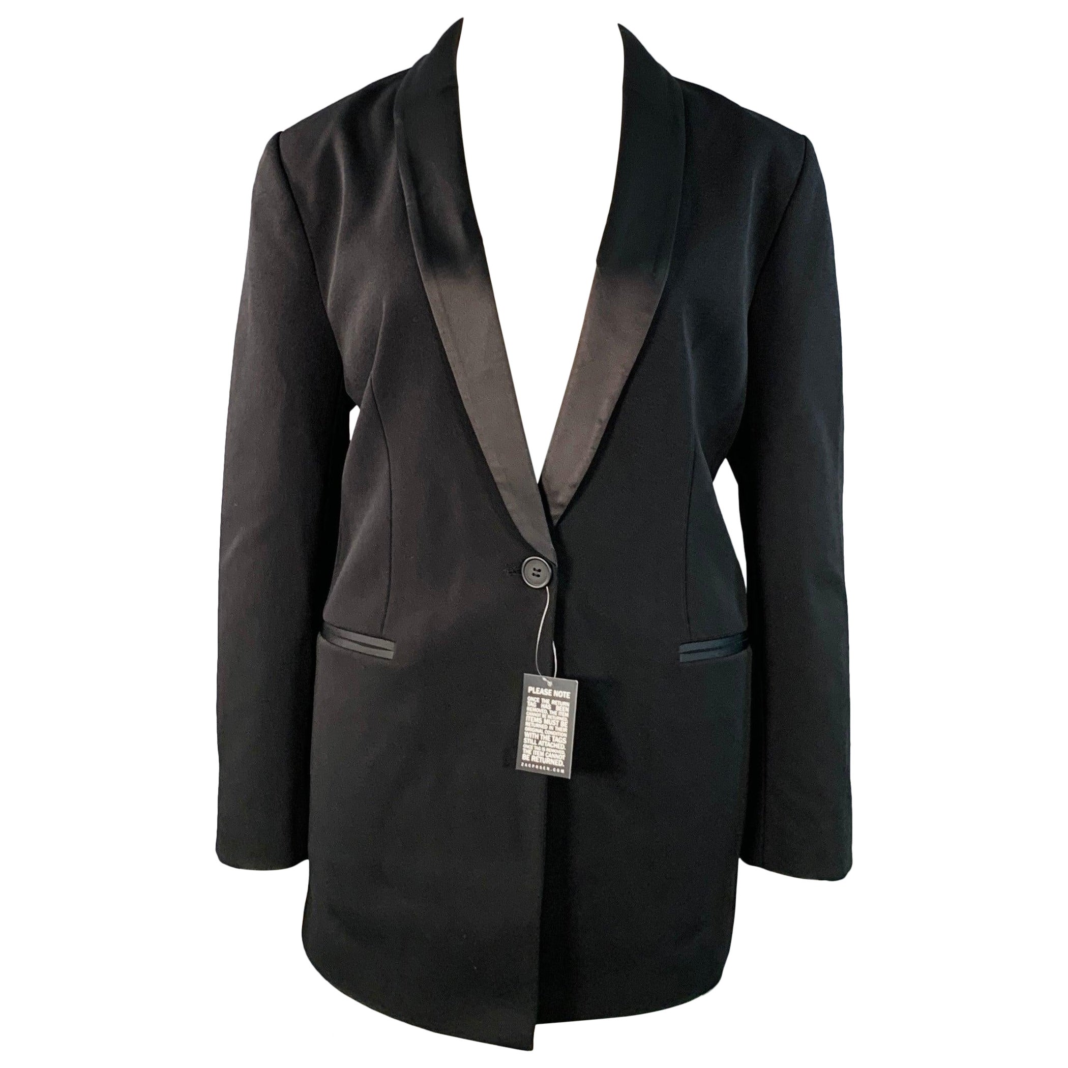 Zac Posen Size 12 Black Polyester Blend Shawl Collar Single Button Jacket Blazer