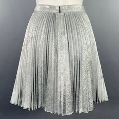 ZAC POSEN Talla 2 Falda plisada hasta la rodilla plateada de mezcla de poliéster