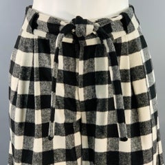 ZAC POSEN Größe 4 Schwarz Weiß Wolle Blend Checkered Belted Dress Pants