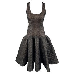 ZAC POSEN Size 6 Black Lace Ruffle Trumpet Skirt Cocktail Dress