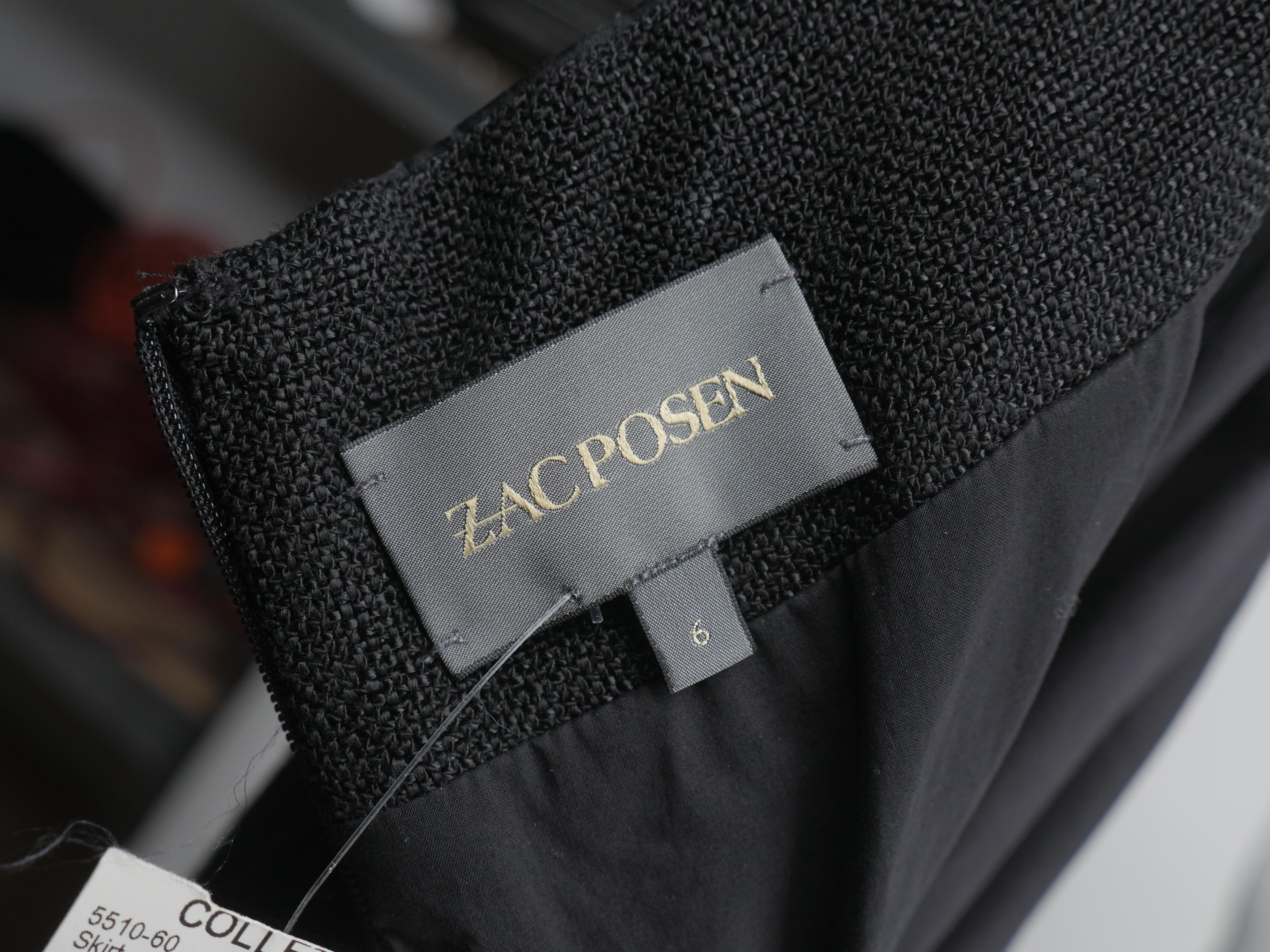 Zac Posen Size 6 Black Linen Pencil Skirt 4