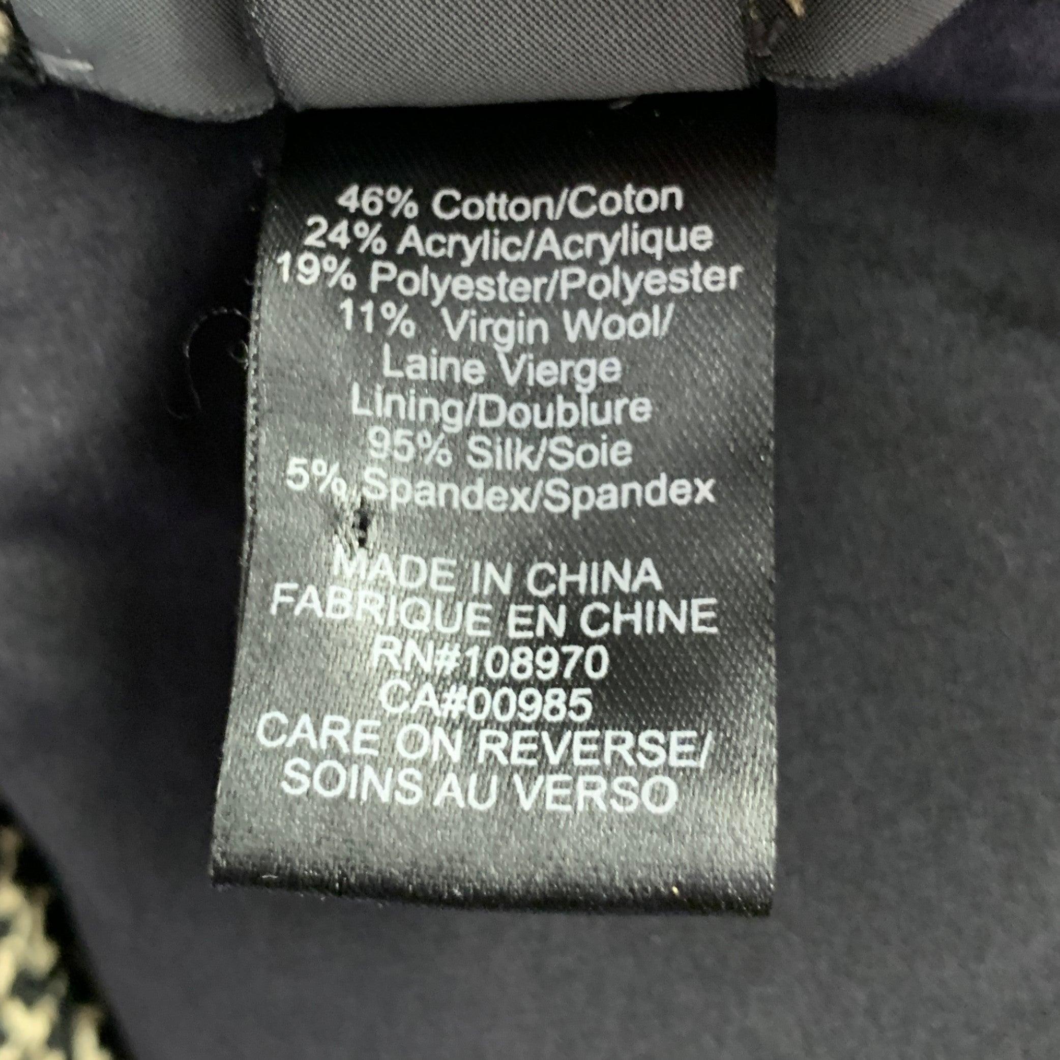 ZAC POSEN Size 6 Black White Cotton Blend Tweed Short Sleeve Skirt Suit For Sale 7