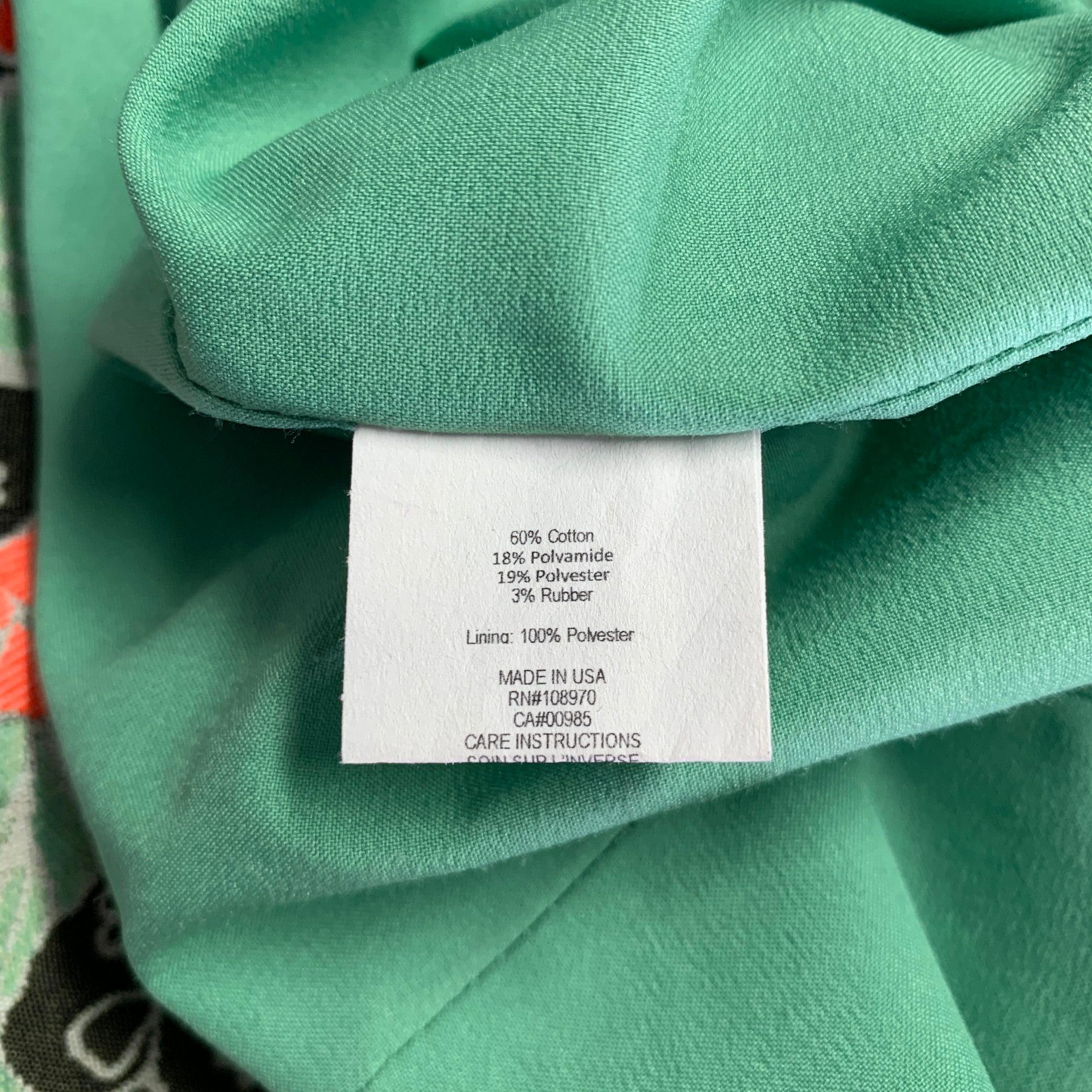ZAC POSEN Size 8 Green Multi Color Cotton Blend Tapestry Sleeveless Dress For Sale 1