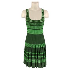 ZAC POSEN Size S Green Viscose Blend Pleated Dress