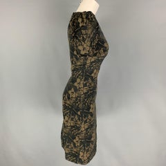 ZAC POSEN - Robe à manches courtes à fleurs noires et olives, taille S