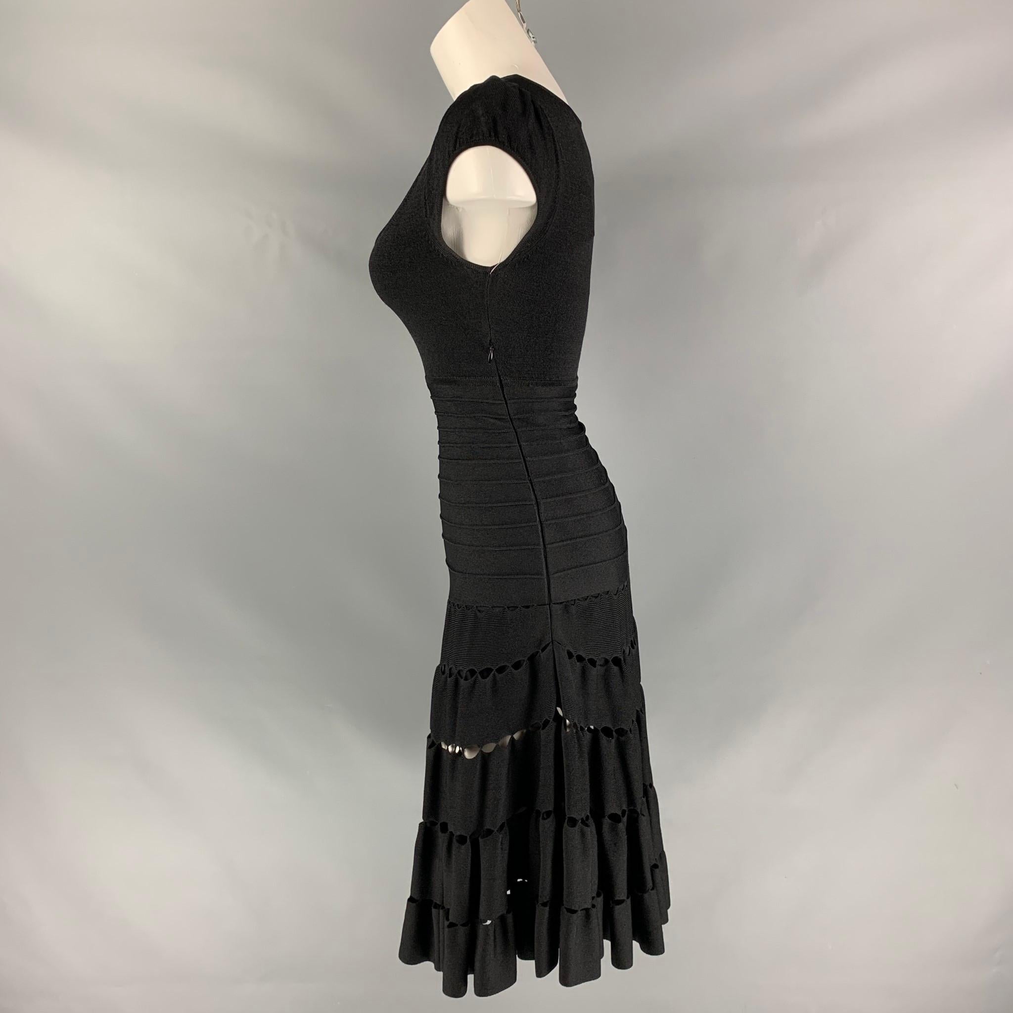 ZAC POSEN Size XS Black Viscose Blend Cut Out Dress In Good Condition In San Francisco, CA