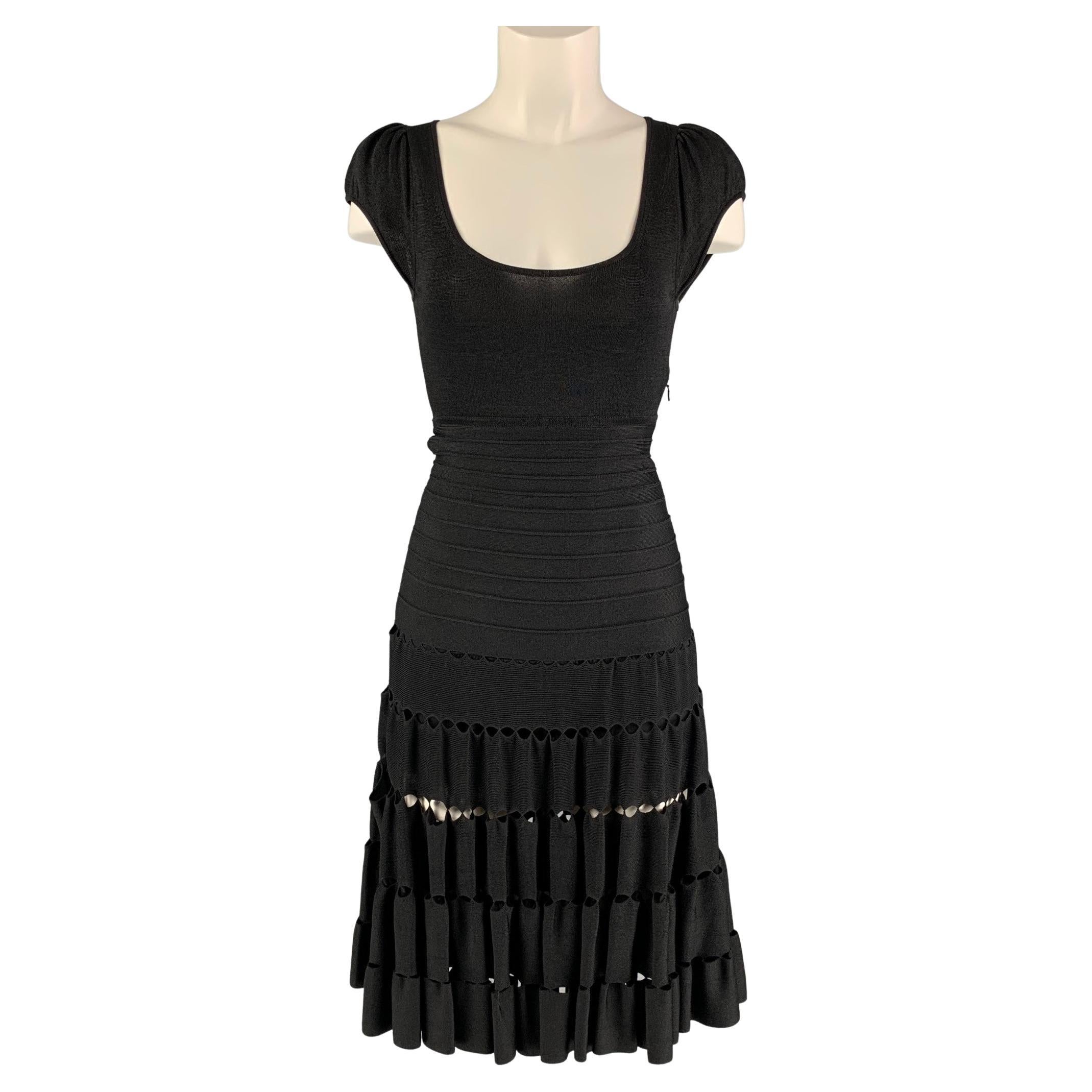 ZAC POSEN Size XS Black Viscose Blend Cut Out Dress