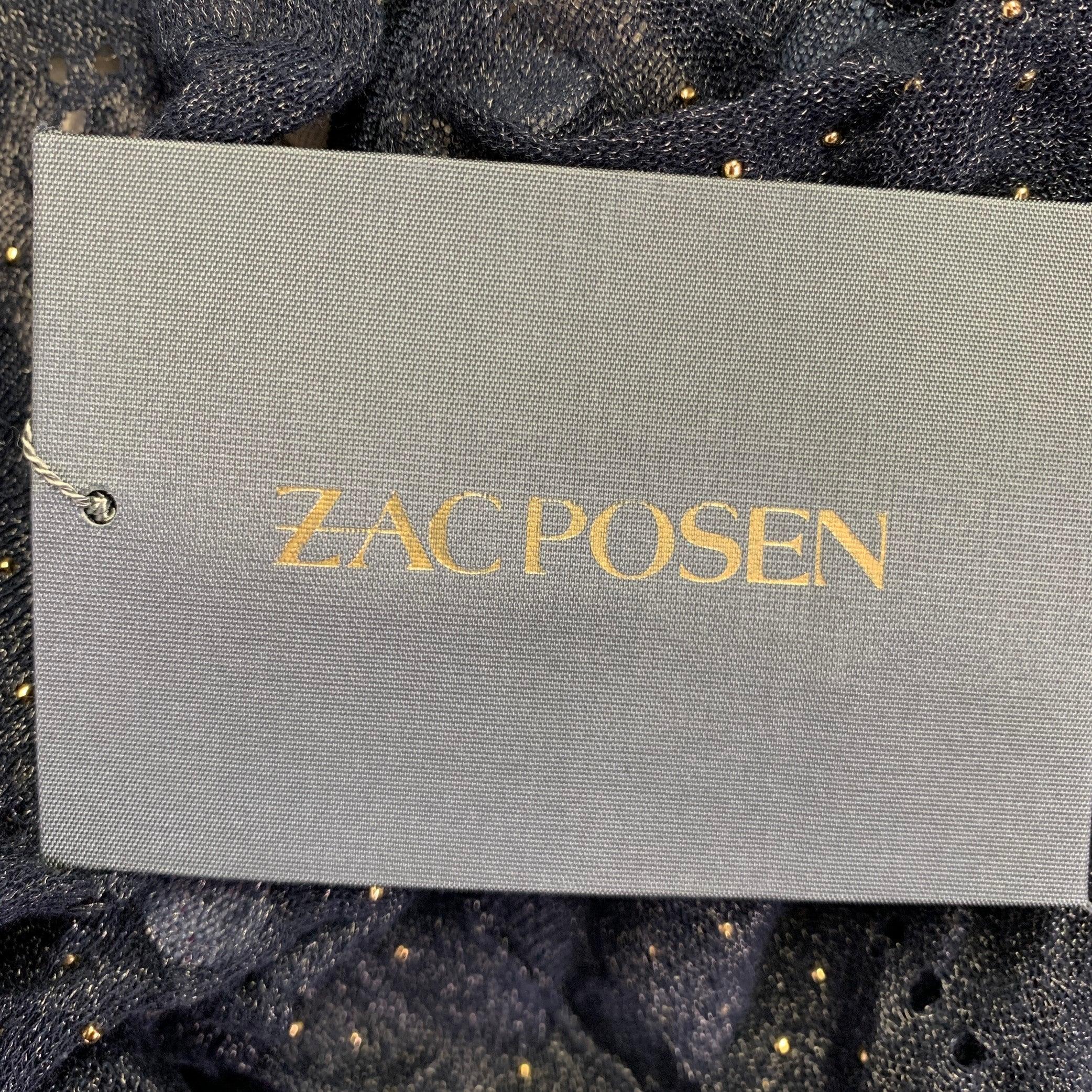 ZAC POSEN Size XS -Starry Night Tango-Silk Blend Payettes Ruffle Dress 2