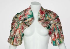 Zac Posen Splash Paint Multicolored Print Silk Lamè Bolero Jacket, 2006