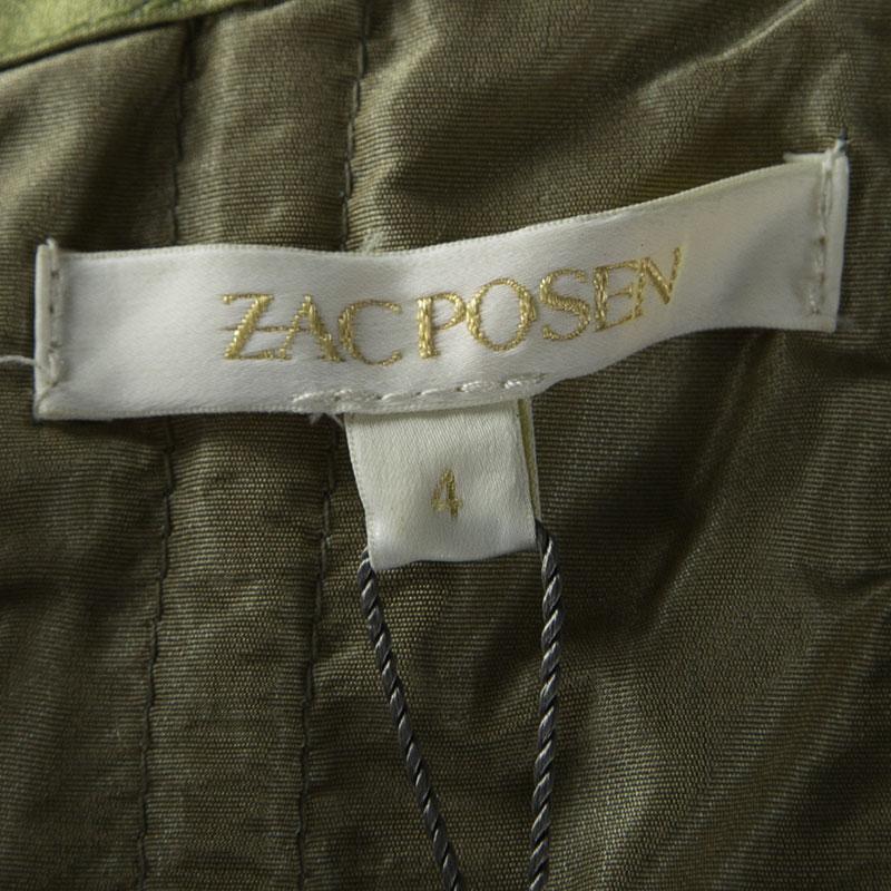 Brown Zac Posen SS'13 Linden Green Strapless Dress S For Sale
