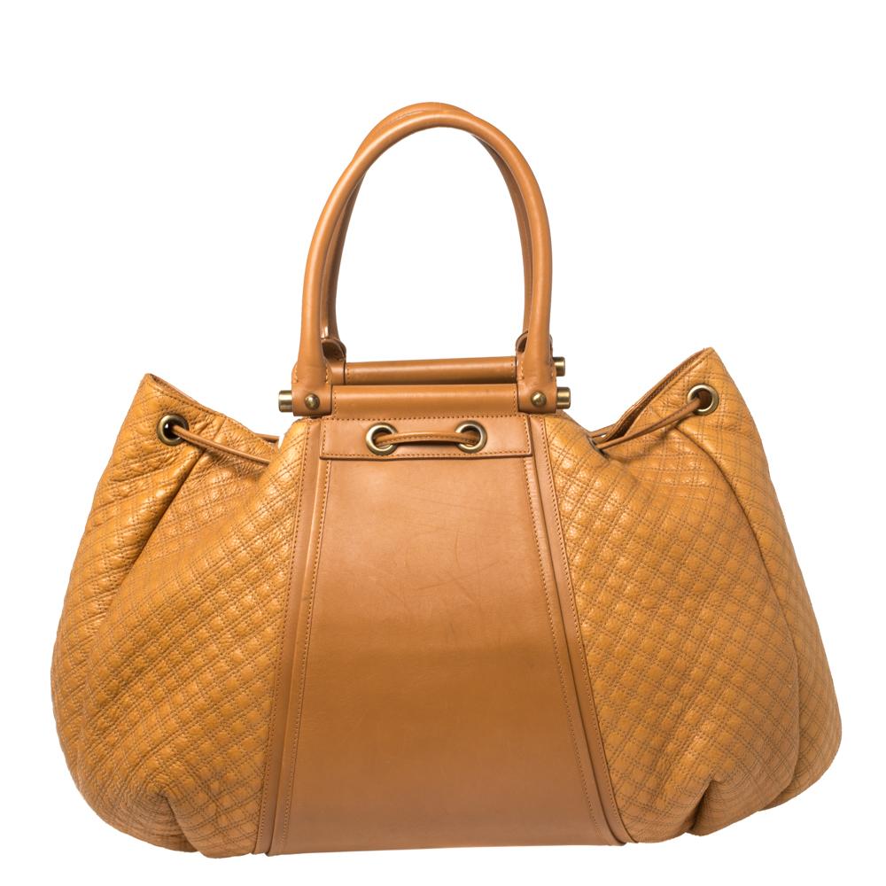 Zac Posen Tan Quilted Leather Beatrice Bag In Good Condition In Dubai, Al Qouz 2
