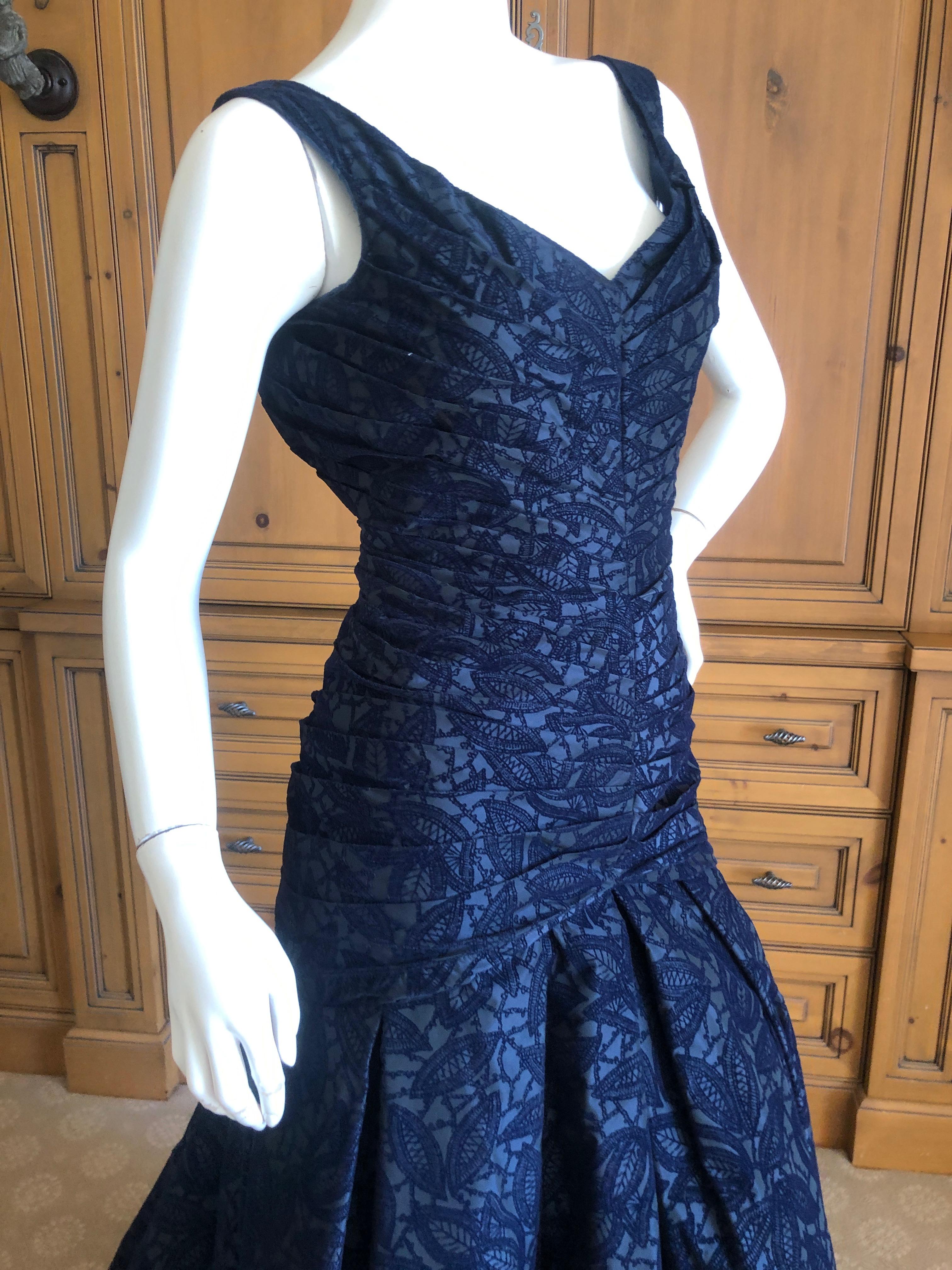 Women's Zac Posen Vintage Blue Devore Velvet Evening Gown For Sale