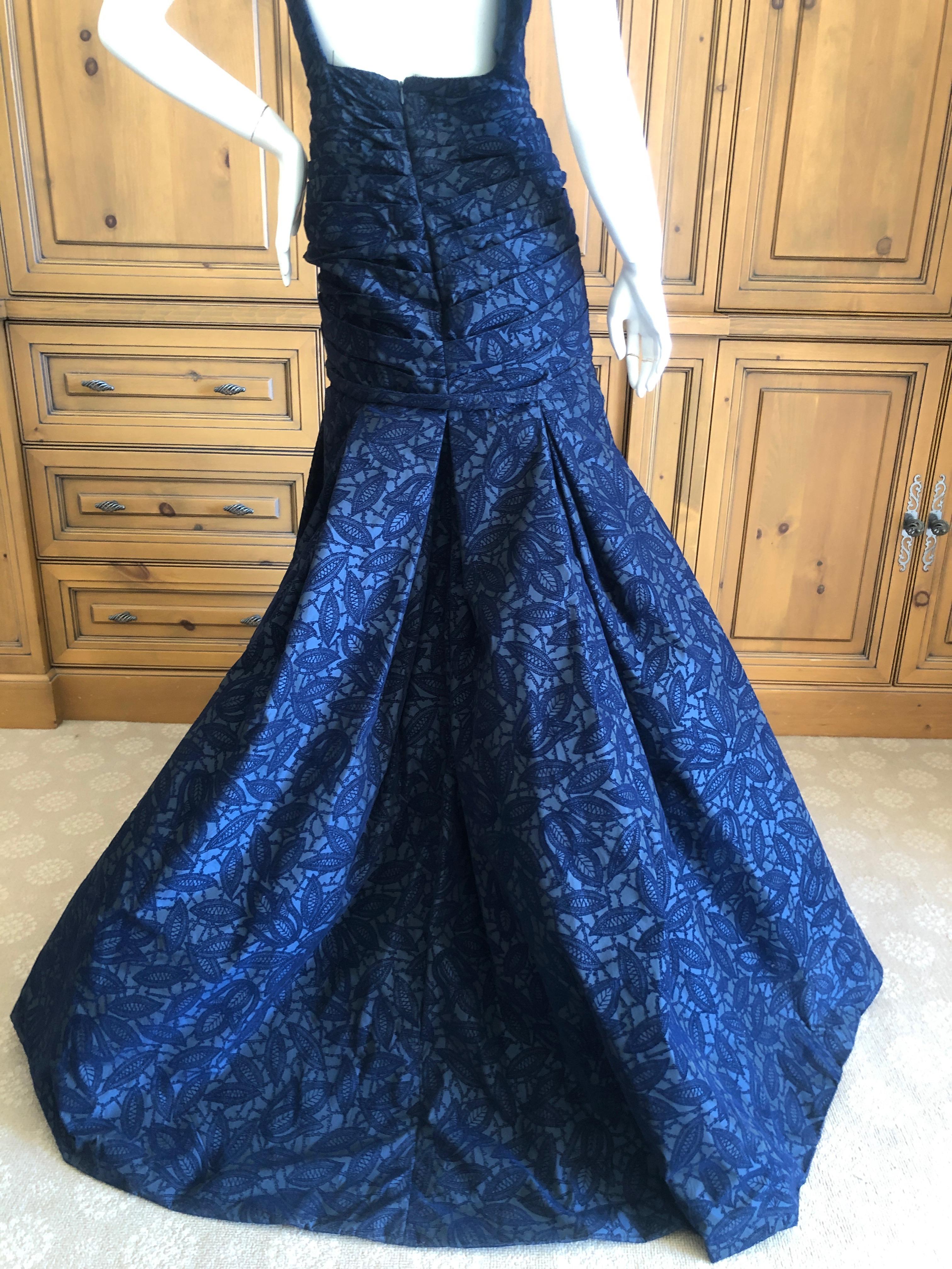 Zac Posen Vintage Blue Devore Velvet Evening Gown For Sale 2