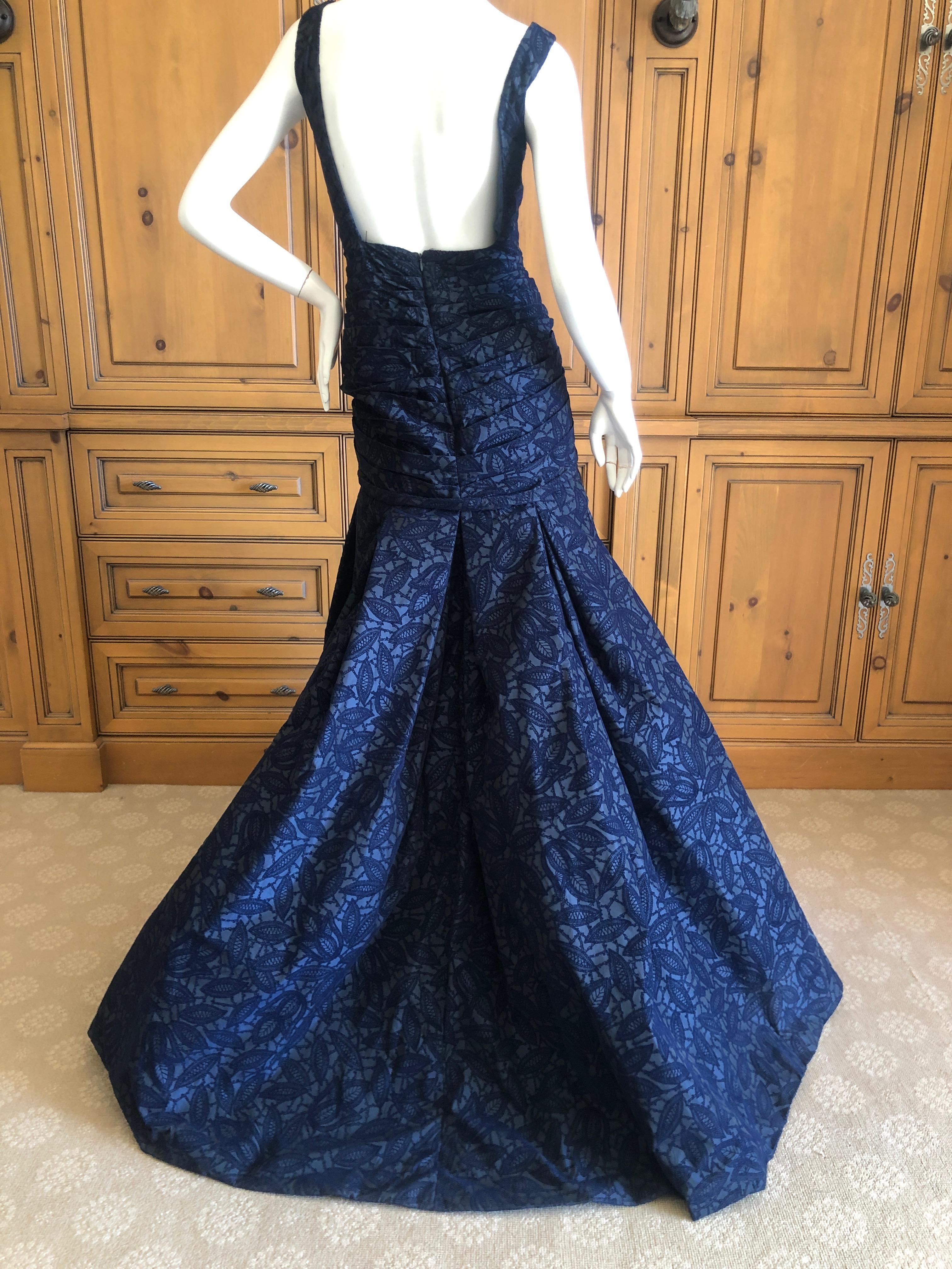Zac Posen Vintage Blue Devore Velvet Evening Gown For Sale 3