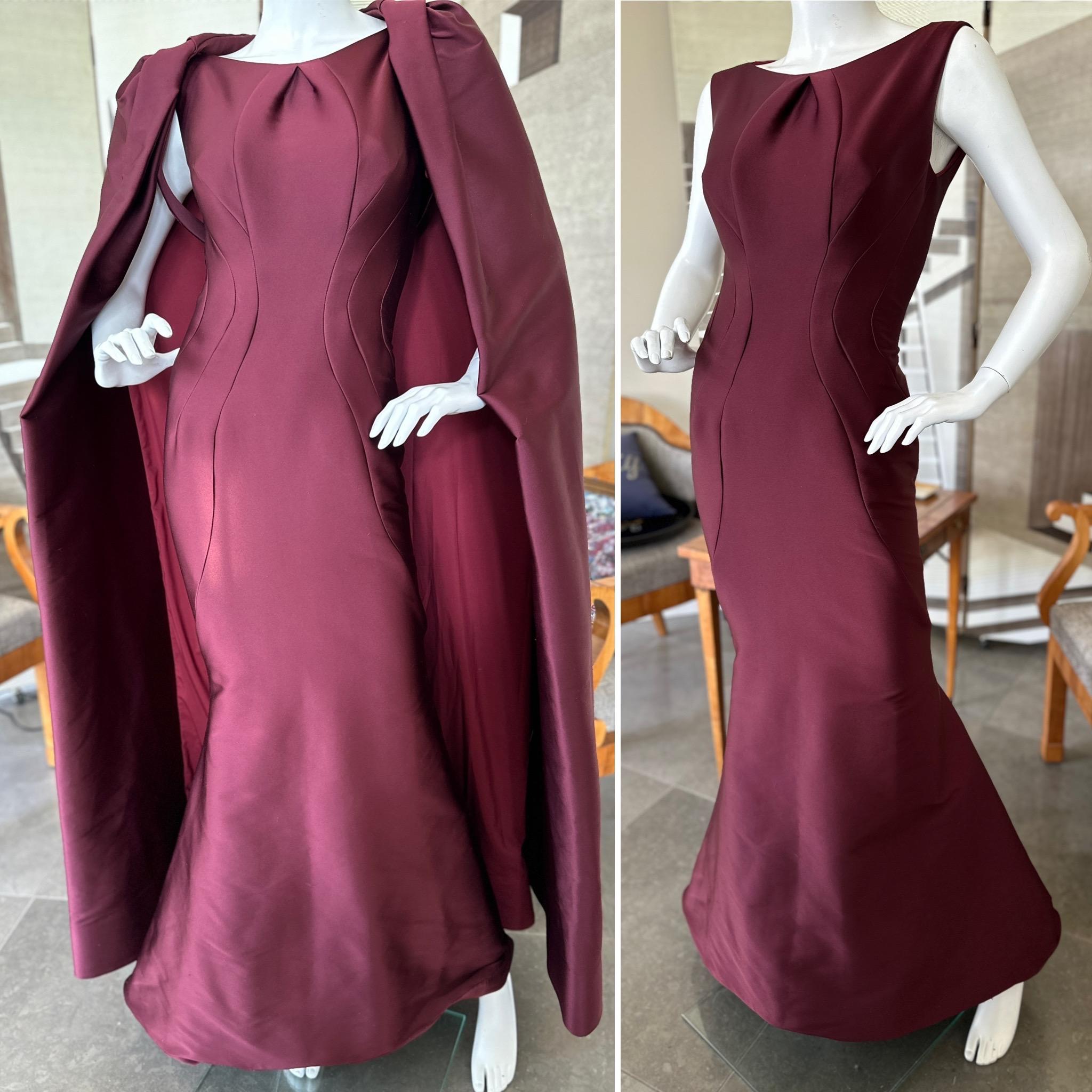 Zac Posen Vintage Fishtail Mermaid Evening Dress with Matching Cape In Good Condition For Sale In Cloverdale, CA