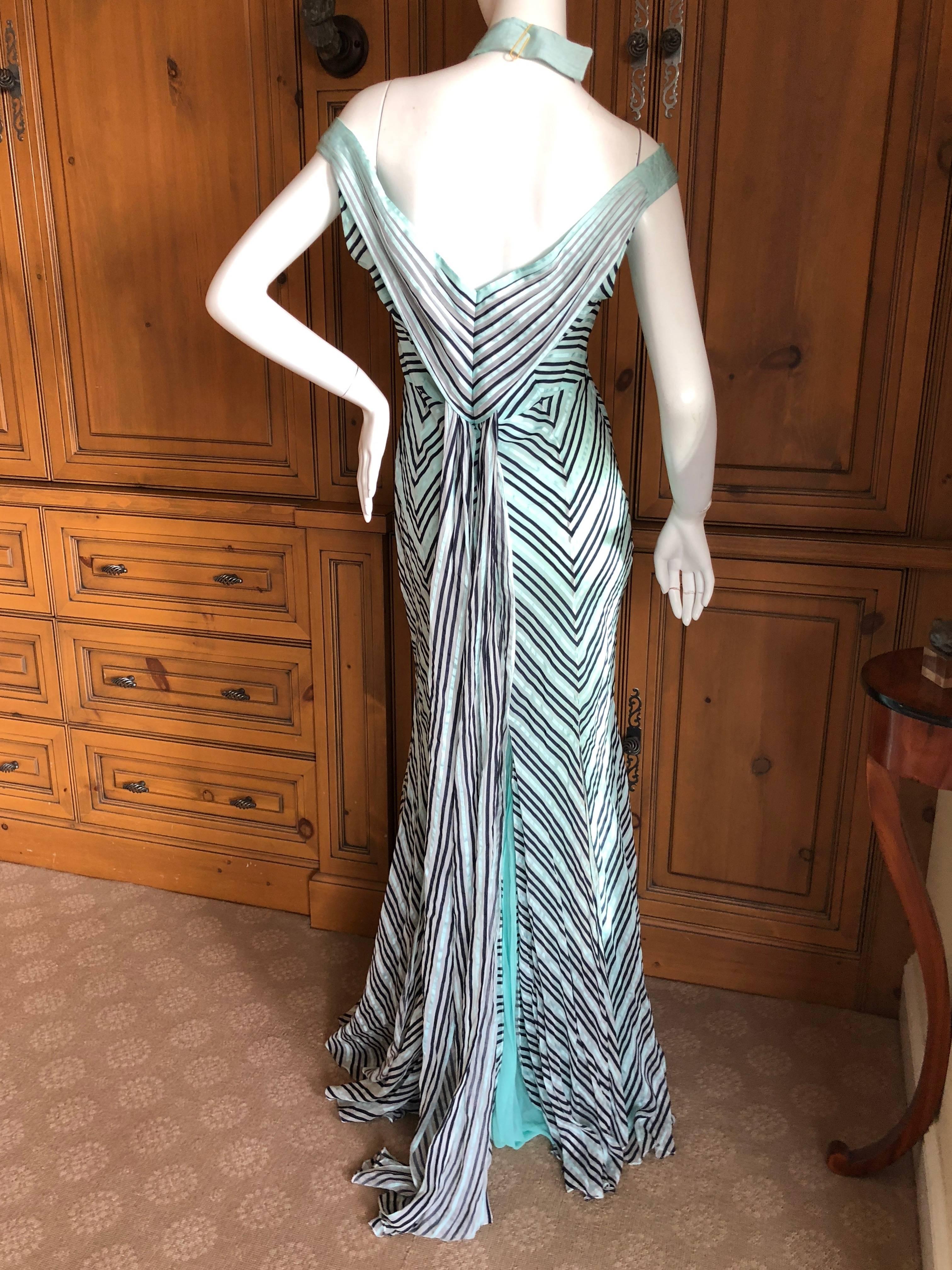 Women's Zac Posen Vintage Silk Chevron Stripe Dress with Romantic Car Wash Hem For Sale