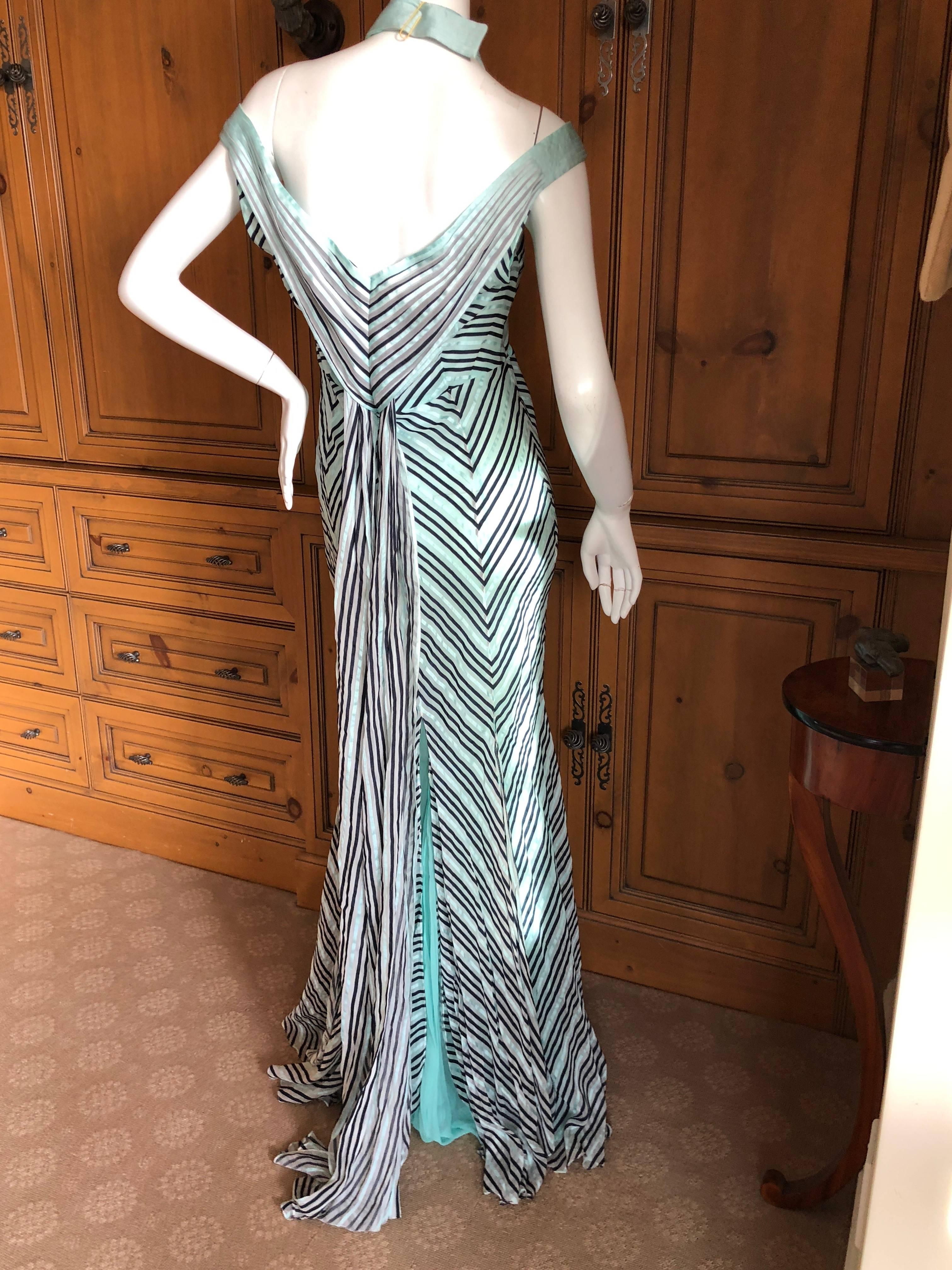 Zac Posen Vintage Silk Chevron Stripe Dress with Romantic Car Wash Hem For Sale 1