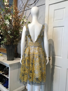 Zac Posen, Yellow Stick Coral Beaded Evening Dress, NEW!
