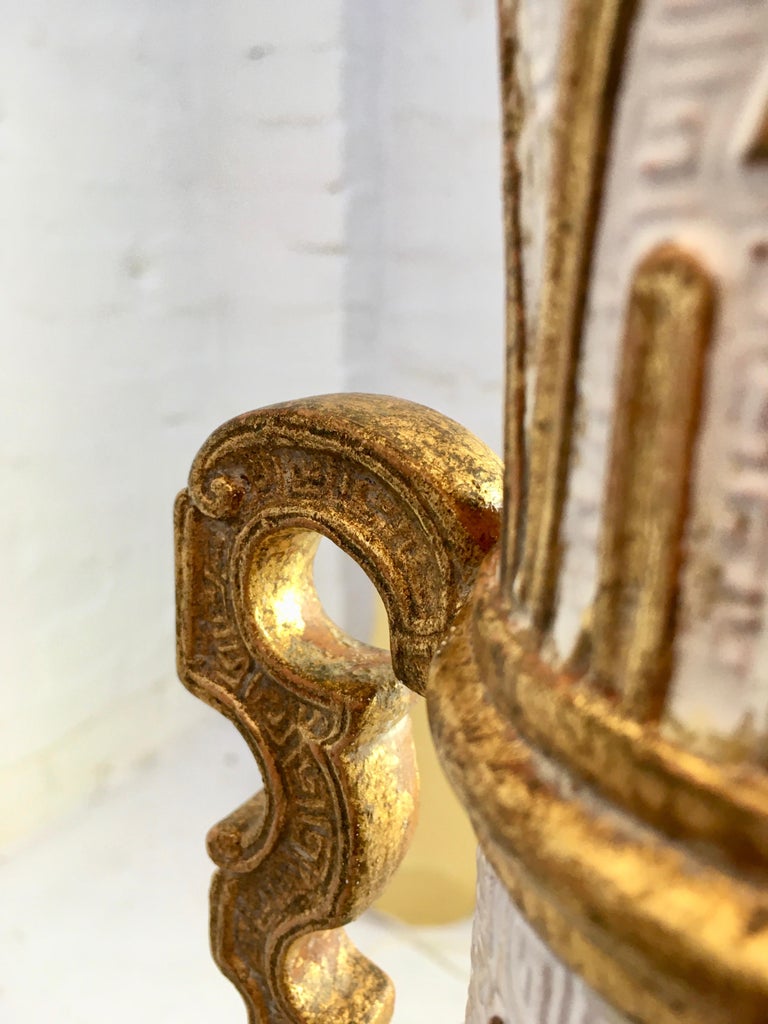 Zaccagnini Lamp in White with Gold Leaf, Italy, 1950s For Sale at