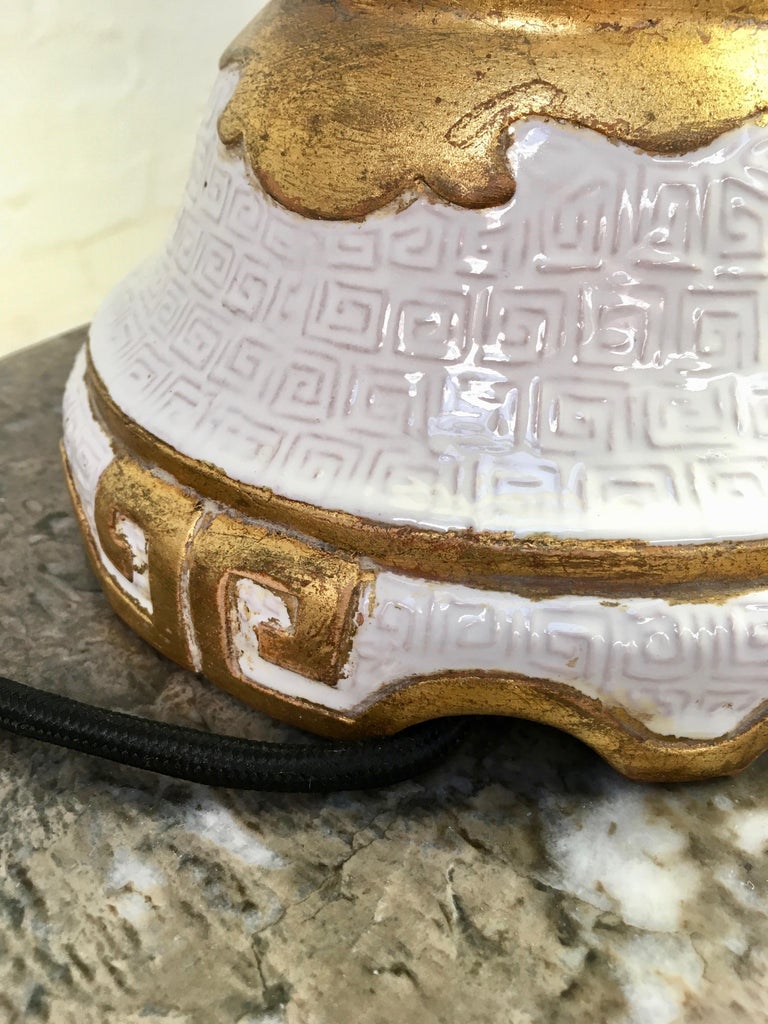 Zaccagnini Lamp in White with Gold Leaf, Italy, 1950s For Sale at