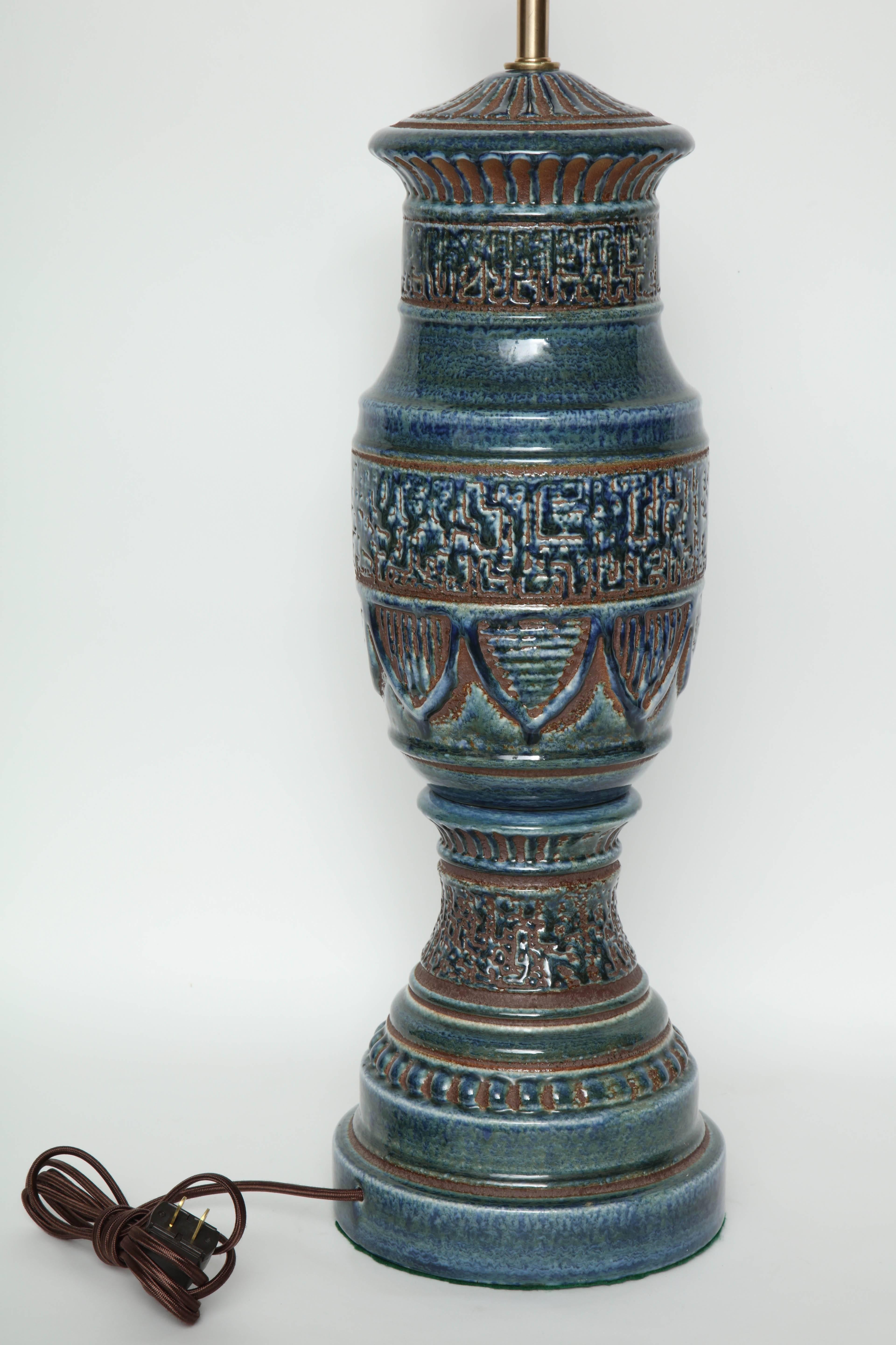 20th Century Zaccagnini Blue Ceramic Lamps