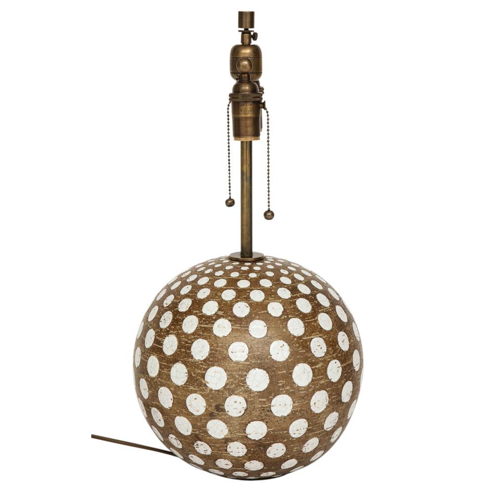 Zaccagnini Lamp, Ceramic, Brown White, Polka Dot, Signed In Good Condition In New York, NY