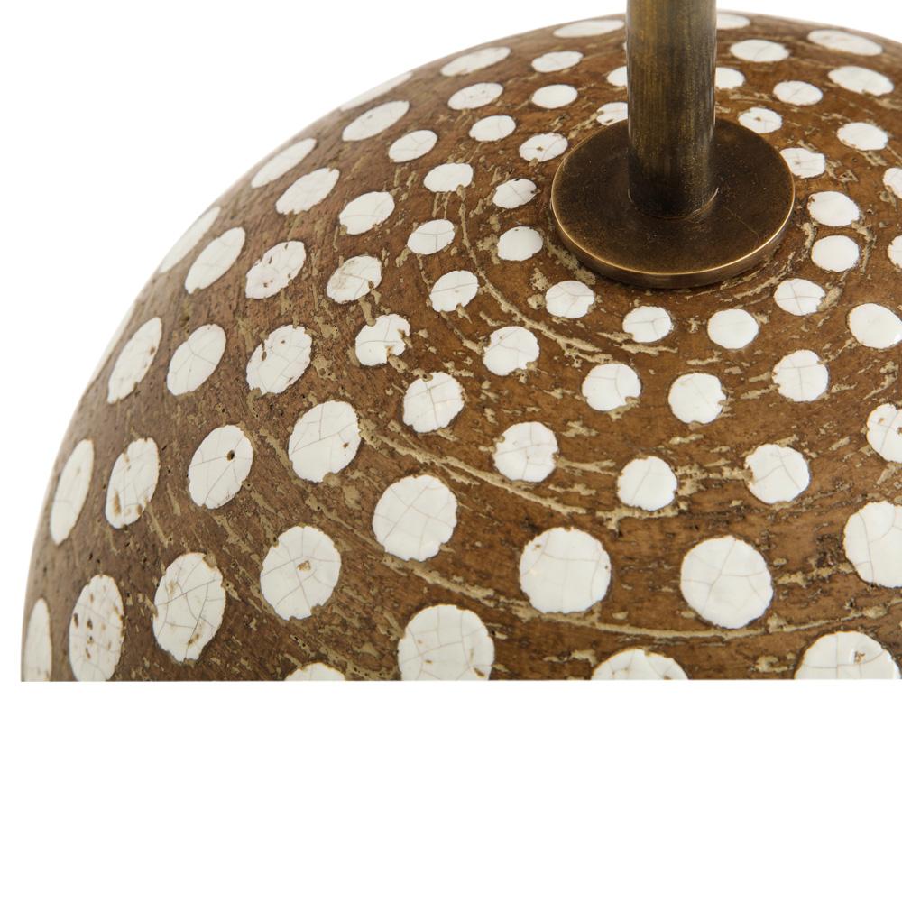 Zaccagnini Lamp, Ceramic, Brown White, Polka Dot, Signed 3