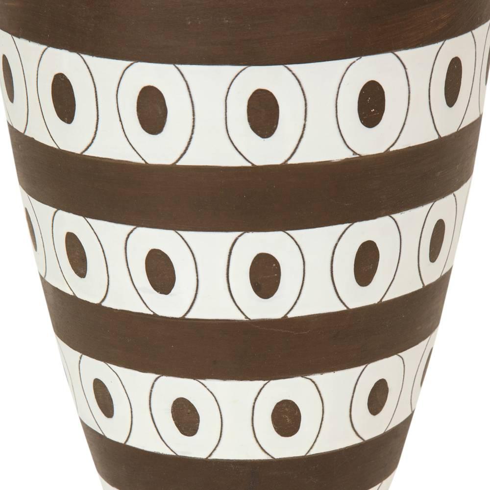 Zaccagnini Lamp, Ceramic, Stripes, Dots, White, Brown, Signed In Good Condition In New York, NY