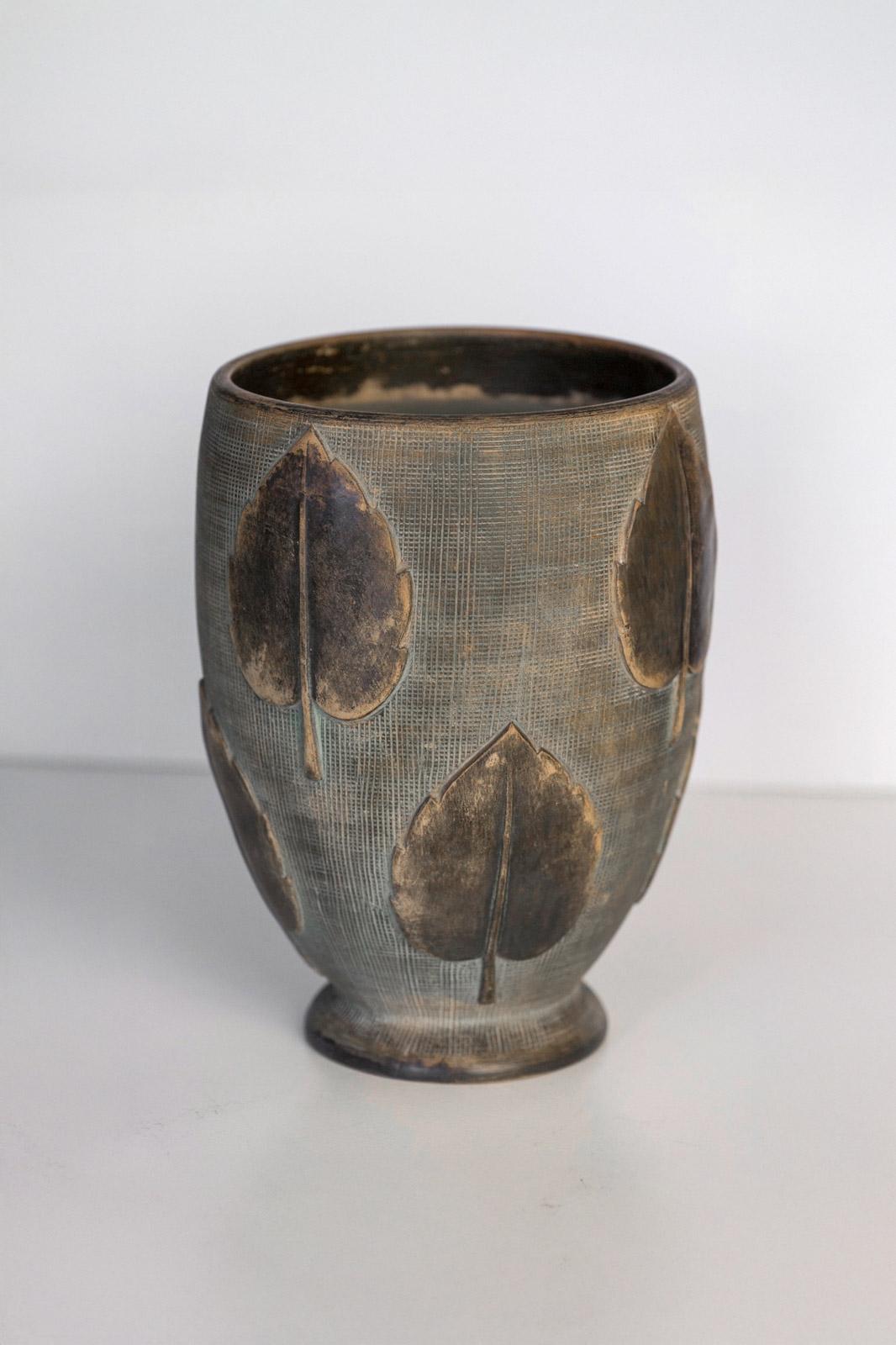 Zaccagnini Ceramic Vase, 1950s
Product Details
Dimensions: 25 H x 18 D cm
Made of ceramic with a bronze-effect finish. 
Signature on the base.