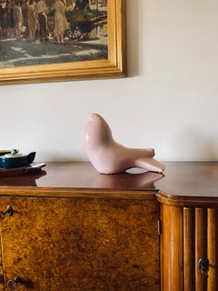 Zaccagnini, Scultura in maiolica craquelé "Colombe Rose", Italia, 1940