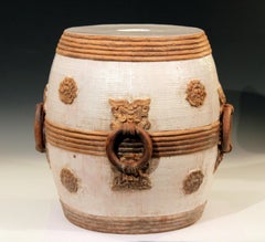 Zaccagnini Italian Pottery Garden Seat Stool Ming Style Mask Ring Handles Raymor