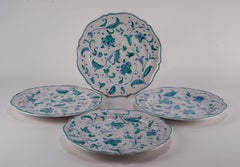 Zaccagnini Italy Set of 4 Dinner Plates White Blue Majolica 1937-1958