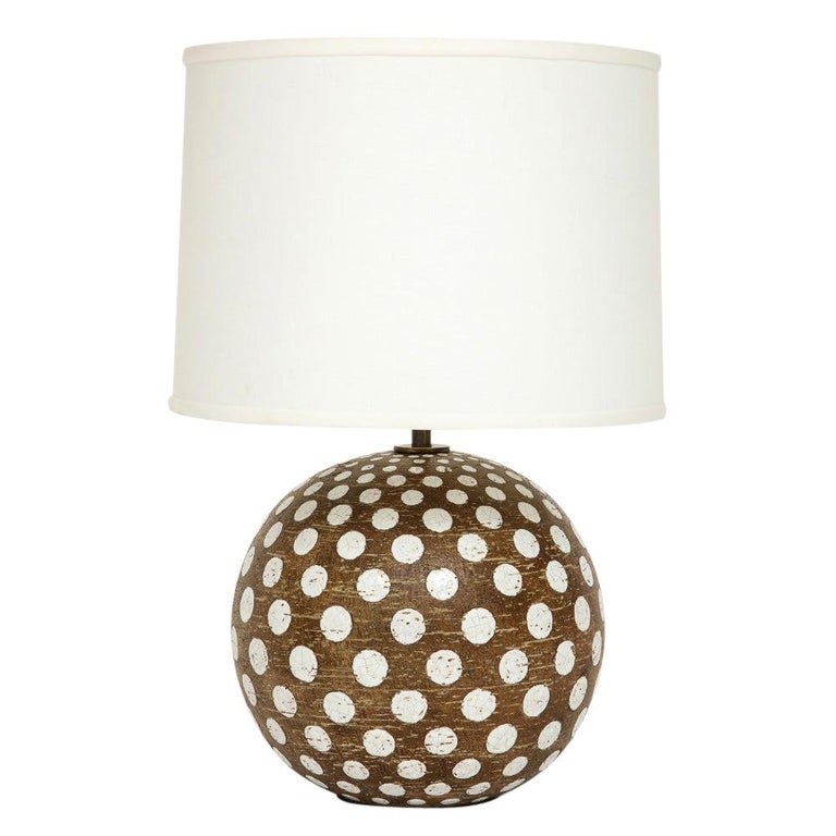 Zaccagnini Lamp, Ceramic, Brown White, Polka Dot, Signed For Sale at ...