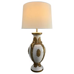 Lampe Zaccagnini en blanc et feuille d'or, Italie, années 1950