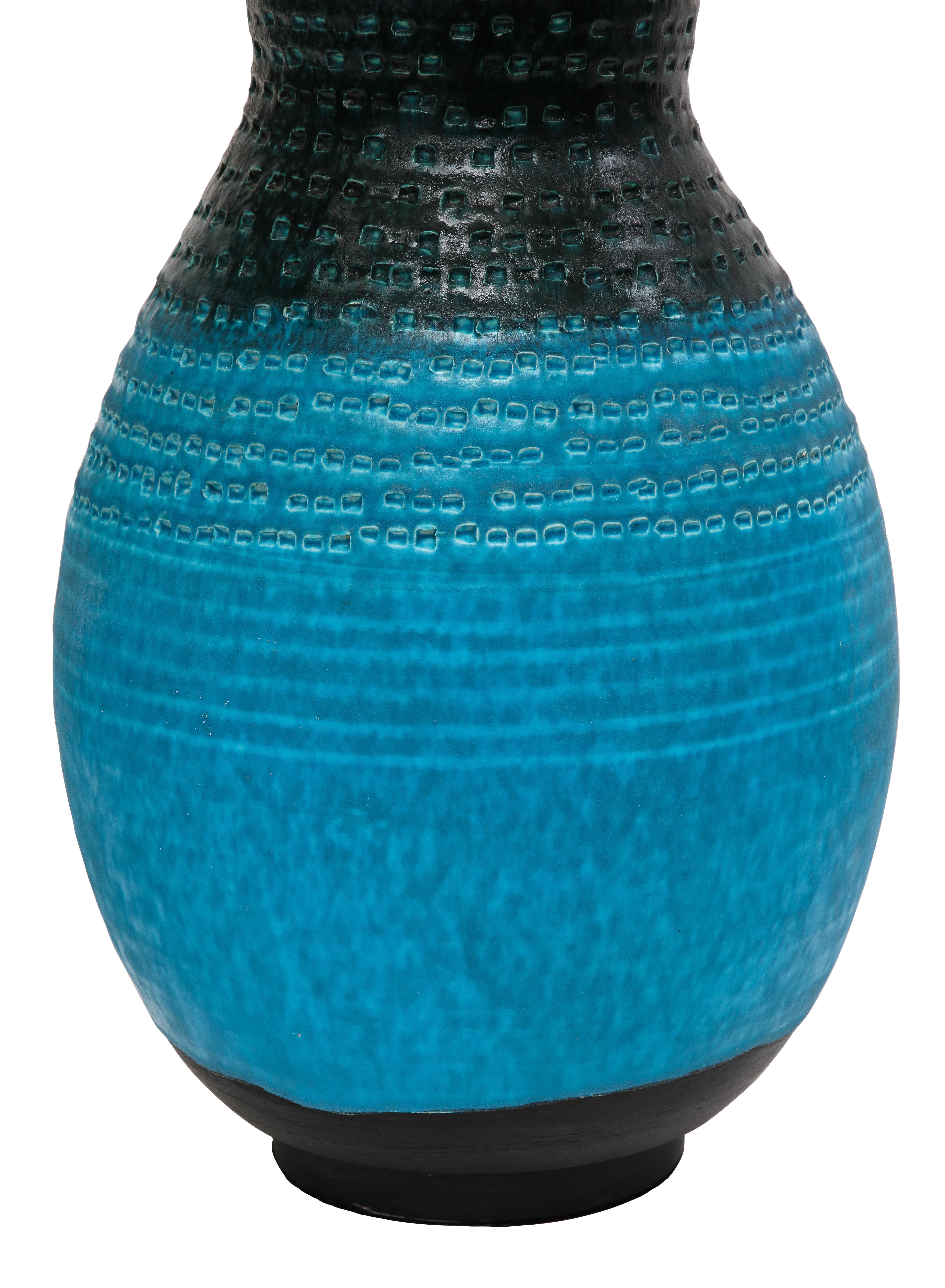 Alvino Bagni Table Lamp, Ceramic, Blue, Black, Impressed 5