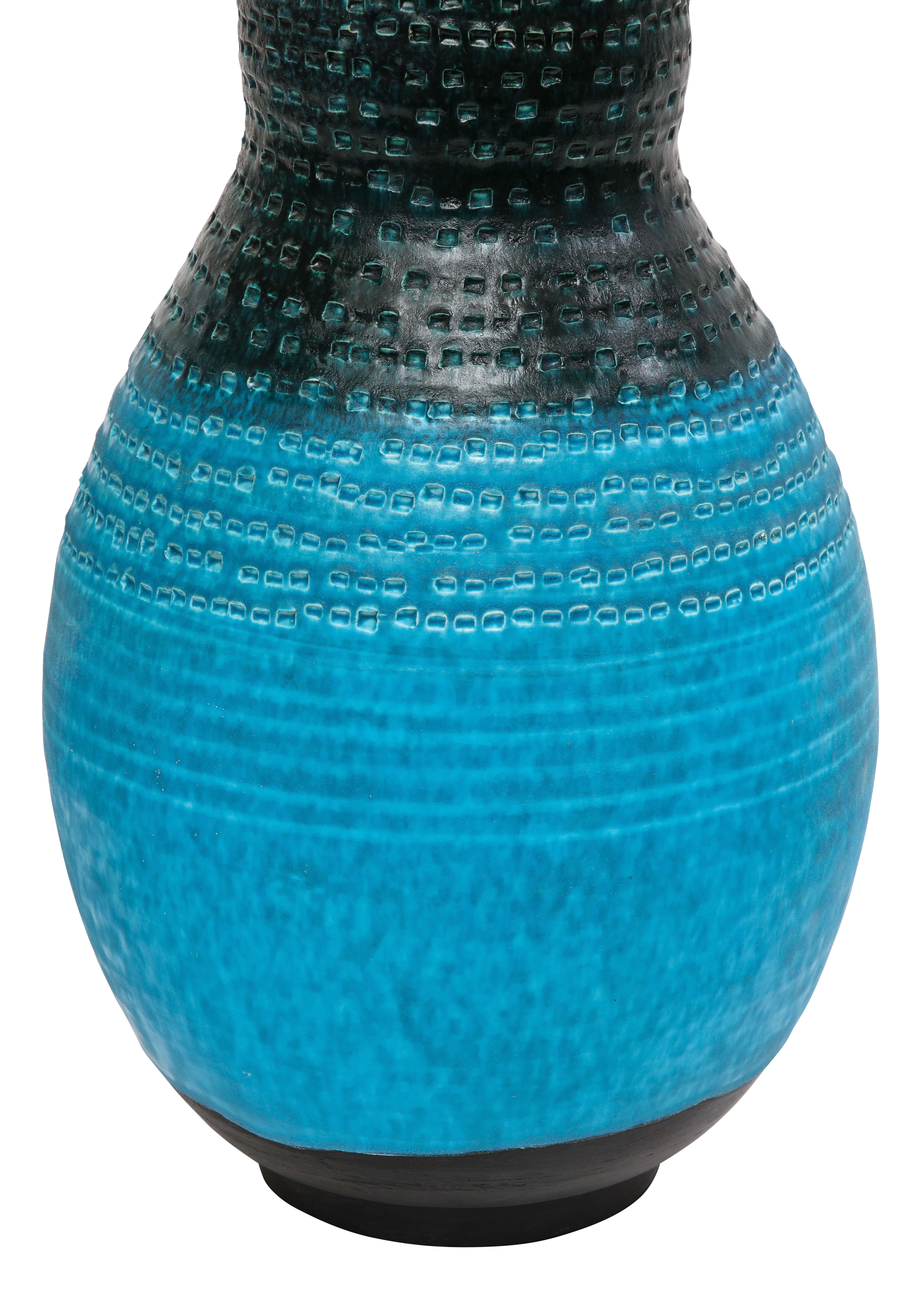 Alvino Bagni Table Lamp, Ceramic, Blue, Black, Impressed 7