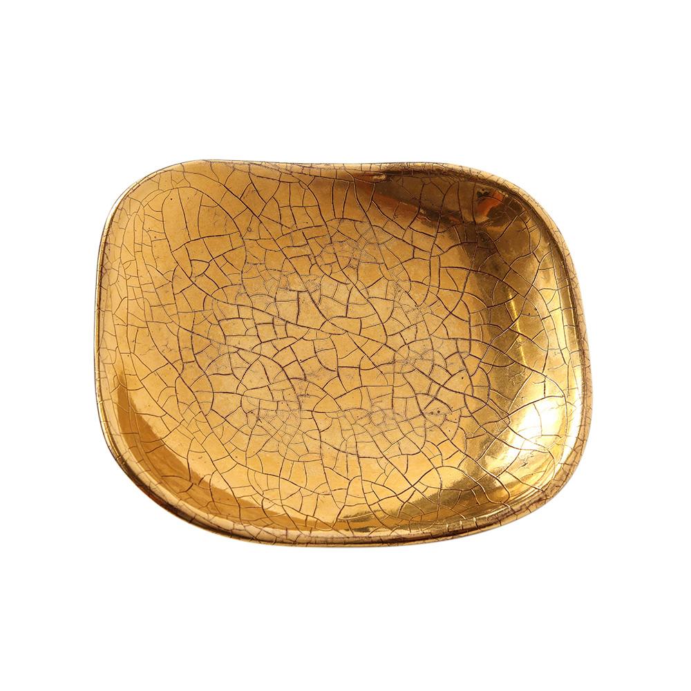 Zaccagnini Tray, Ceramic, Gold Crackle Glaze, Signed For Sale 3