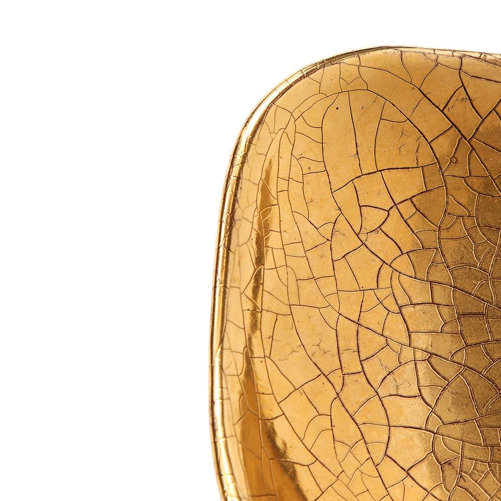 Zaccagnini-Tablett, Keramik, Gold-Crackle-Glasur, signiert im Angebot 1
