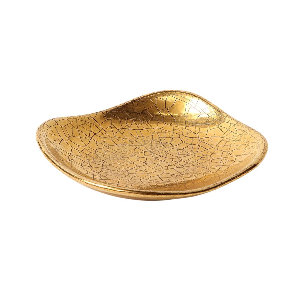 Zaccagnini Tray, Ceramic, Gold Crackle Glaze, Signed For Sale 2