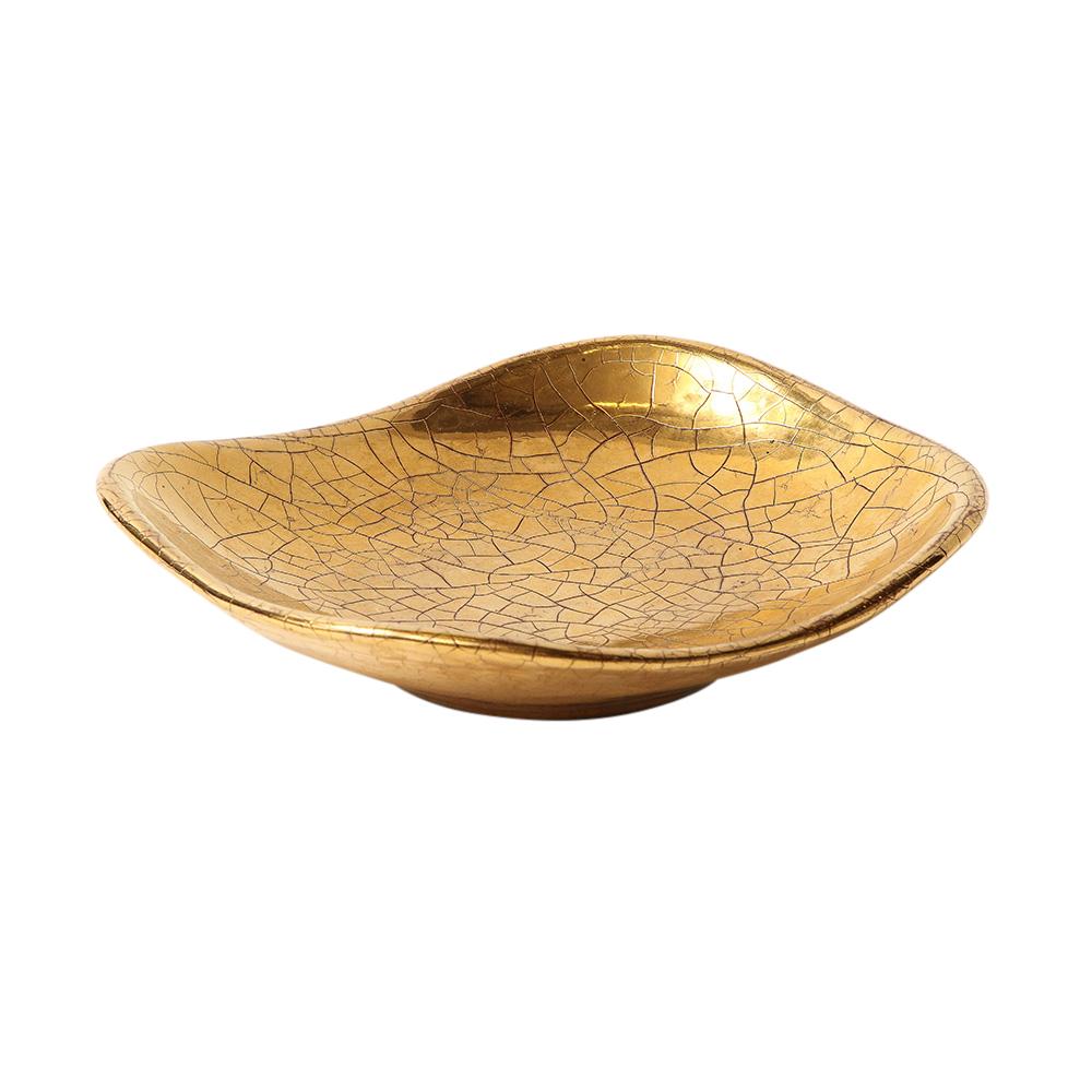 Zaccagnini Tray, Ceramic, Gold Crackle Glaze, Signed For Sale