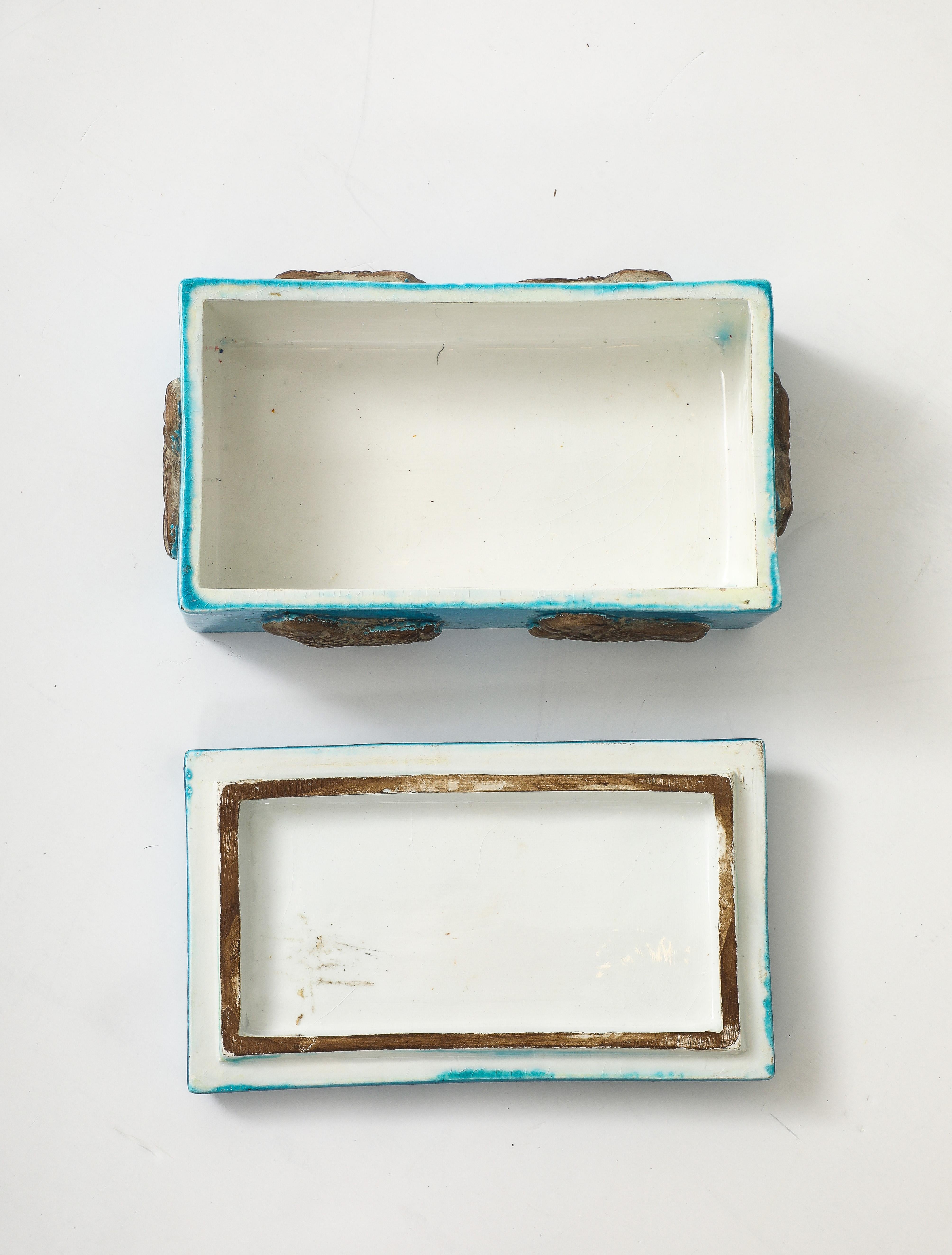 Zaccagnini Turquoise Ceramic Box For Sale 5