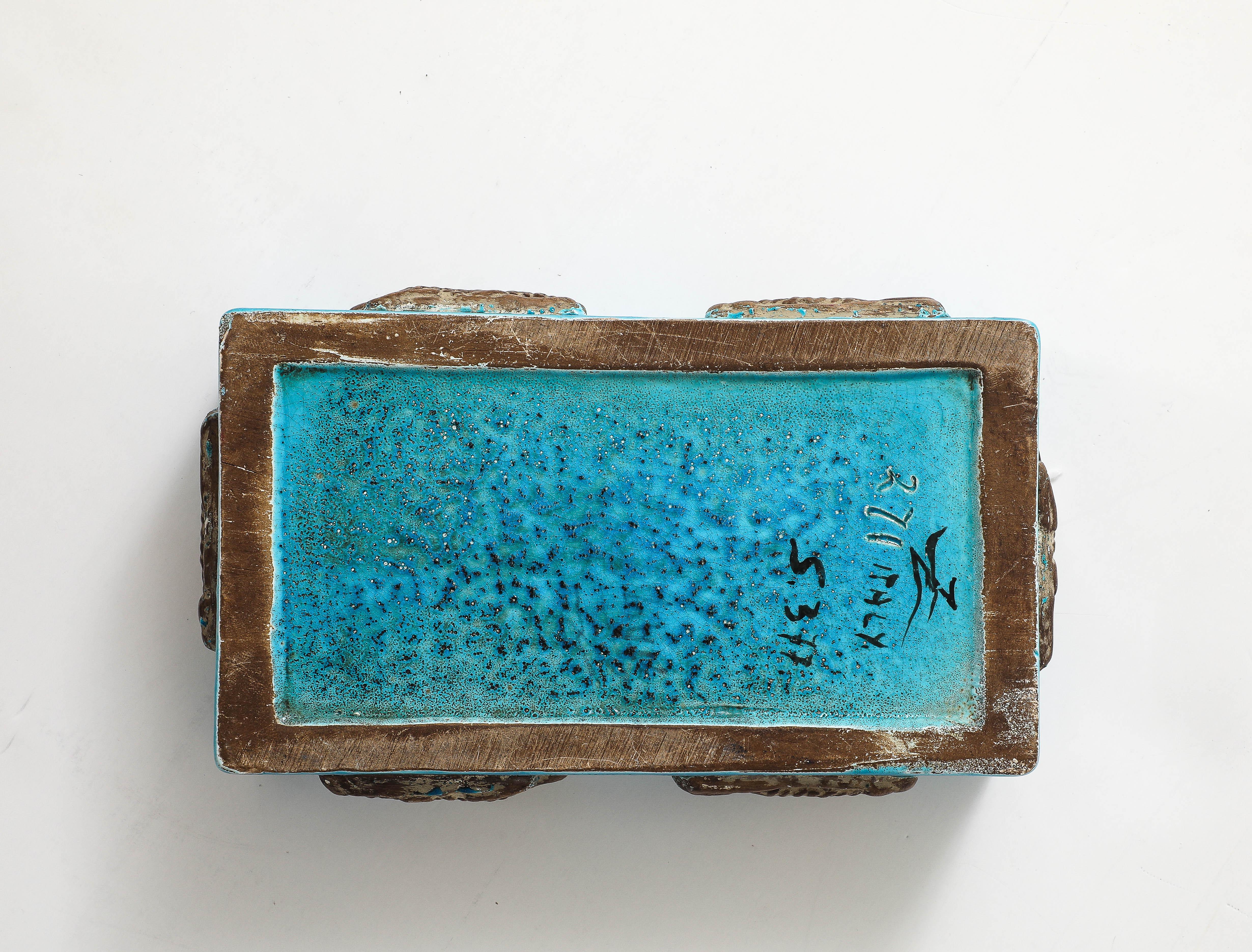 Zaccagnini Turquoise Ceramic Box For Sale 6
